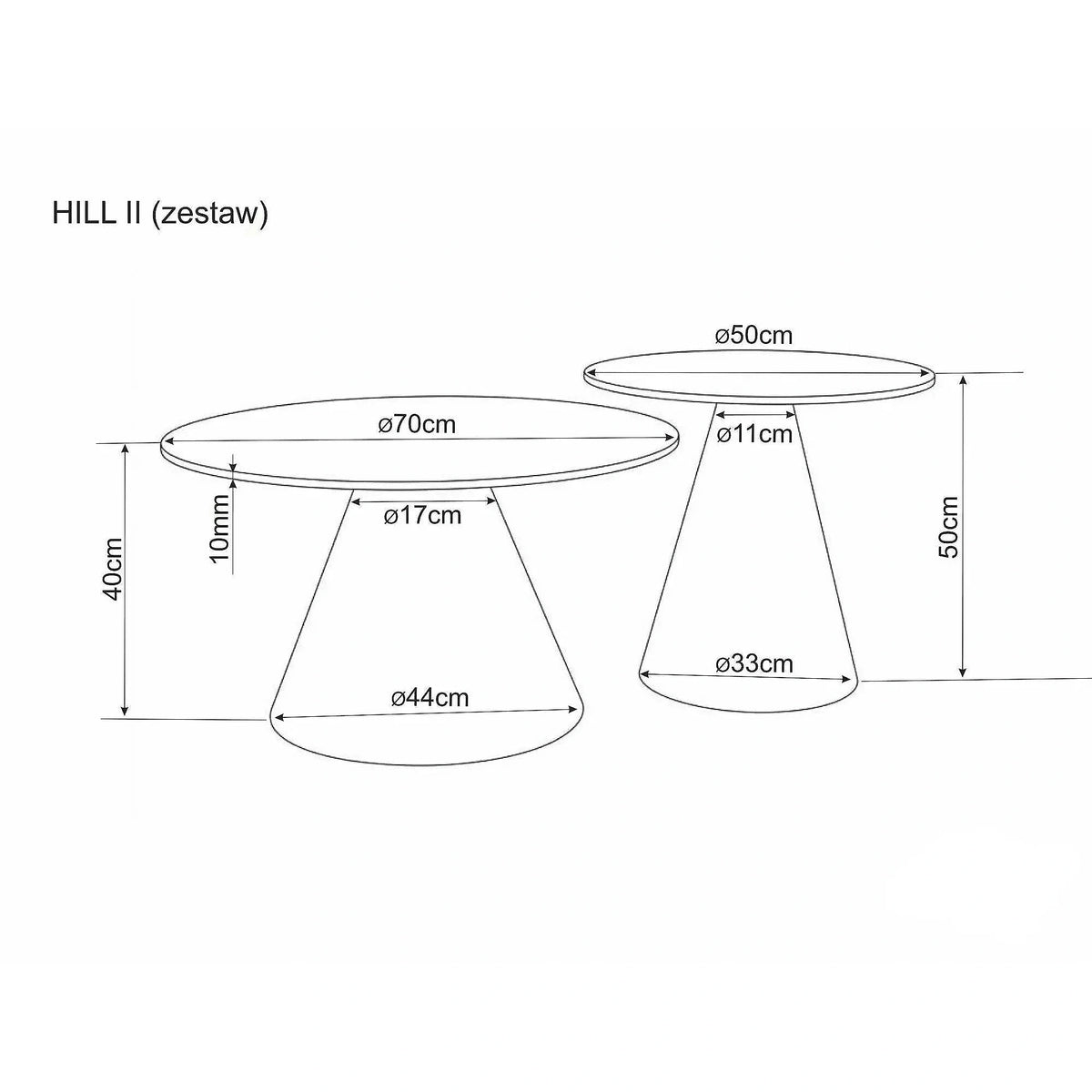 Set 2 măsuțe cafea HILL II, bej/cașmir, ceramică/metal