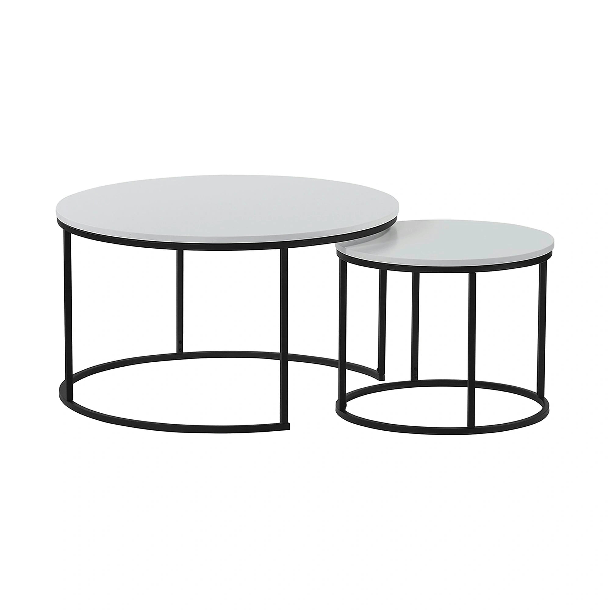 Set 2 masute cafea IKLIN, alb/negru