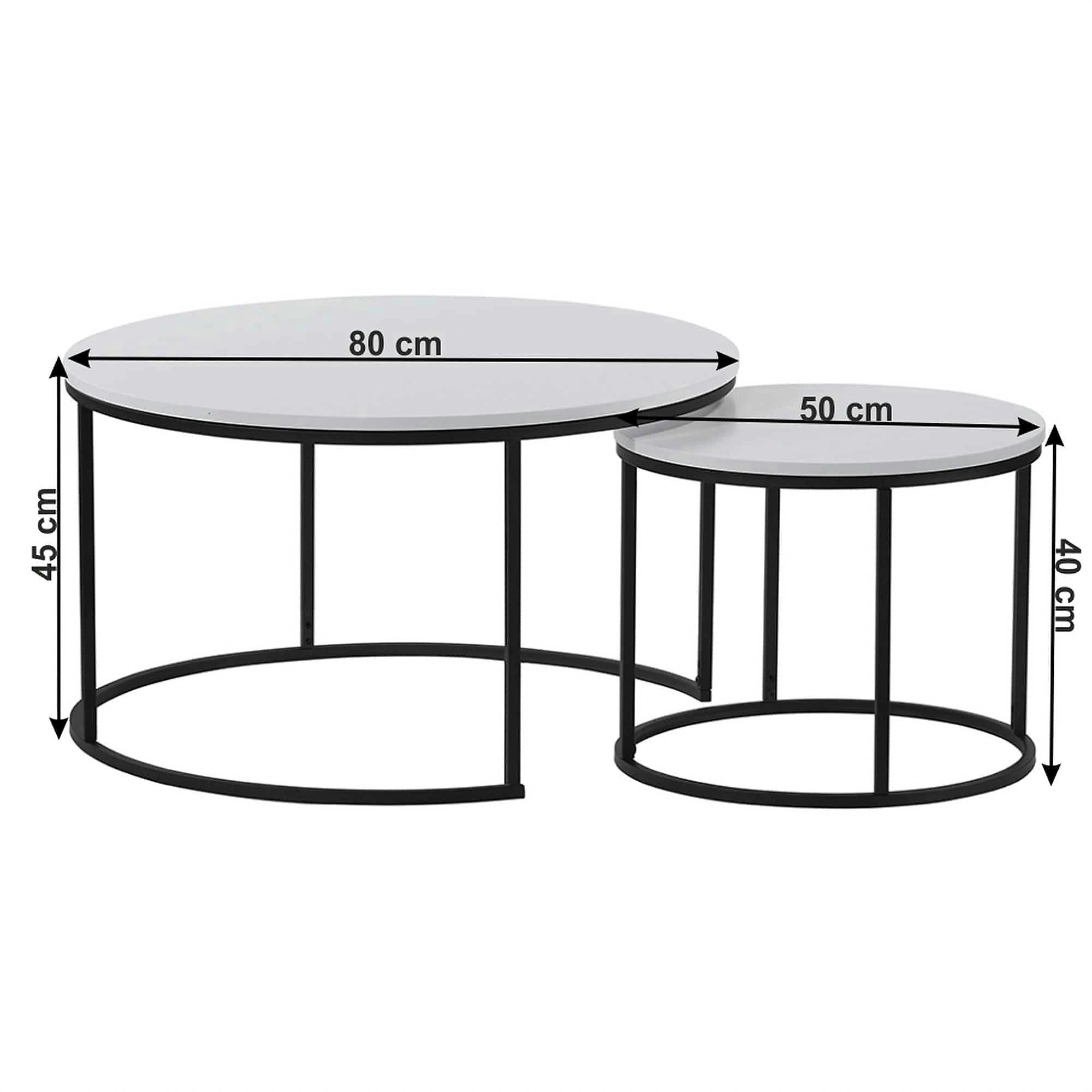 Set 2 masute cafea IKLIN, alb/negru