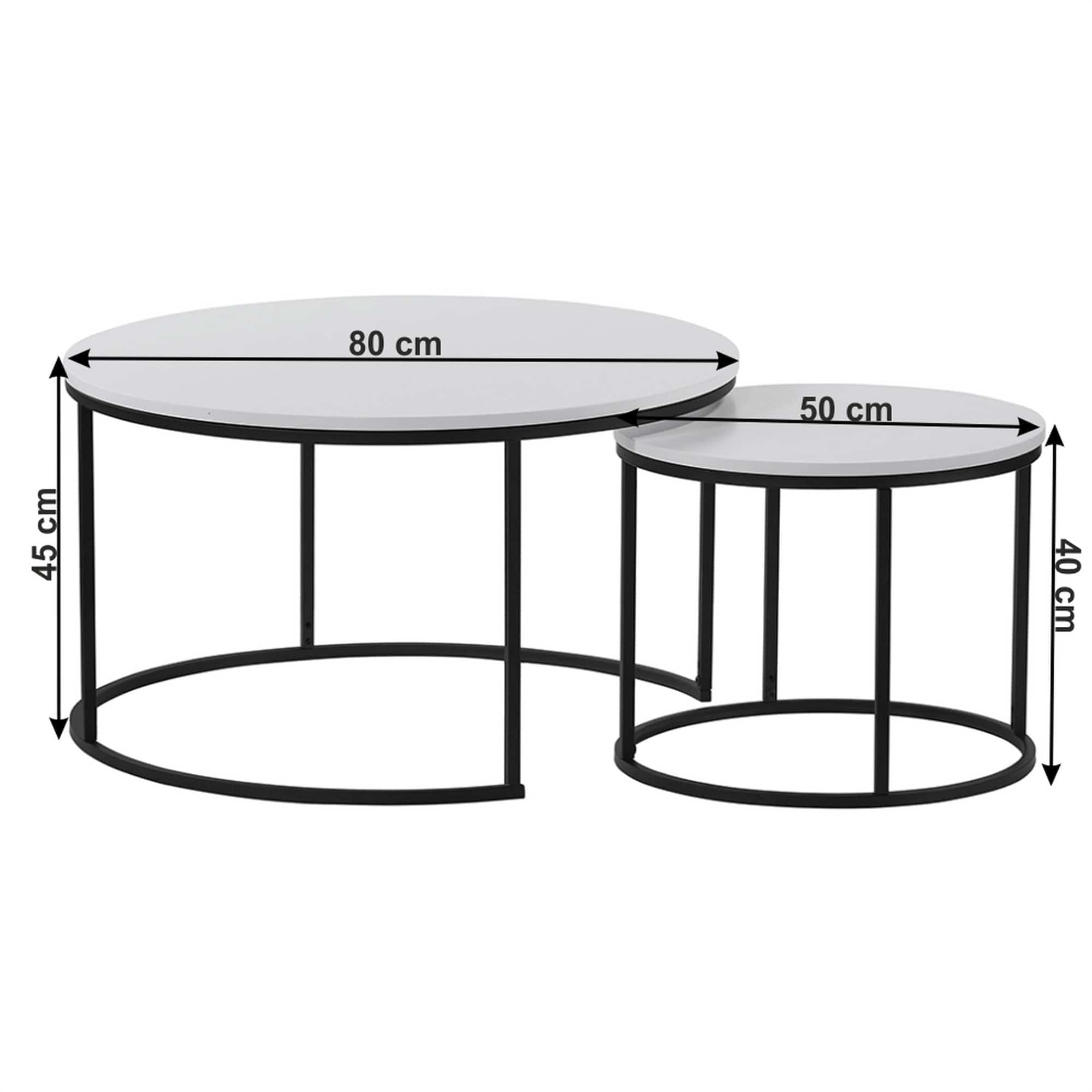 Set 2 masute cafea IKLIN, alb/negru