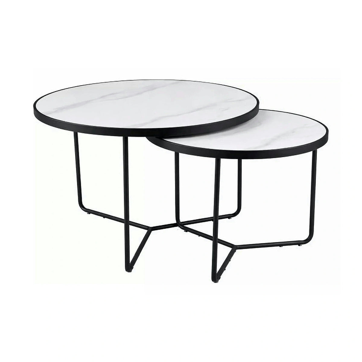 Set 2 măsuțe cafea ITALIA, alb/negru, ceramică/metal