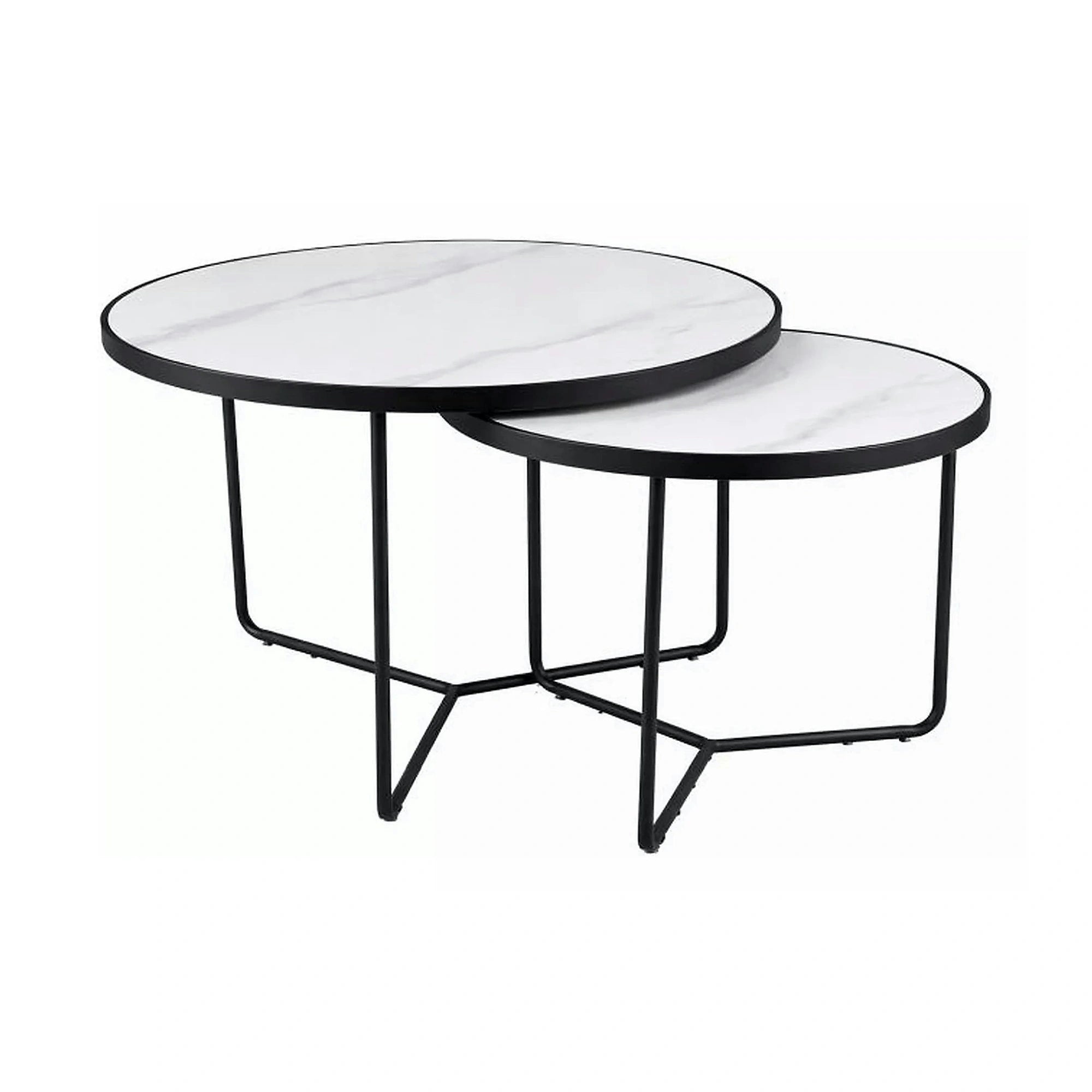 Set 2 măsuțe cafea ITALIA, alb/negru, ceramică/metal