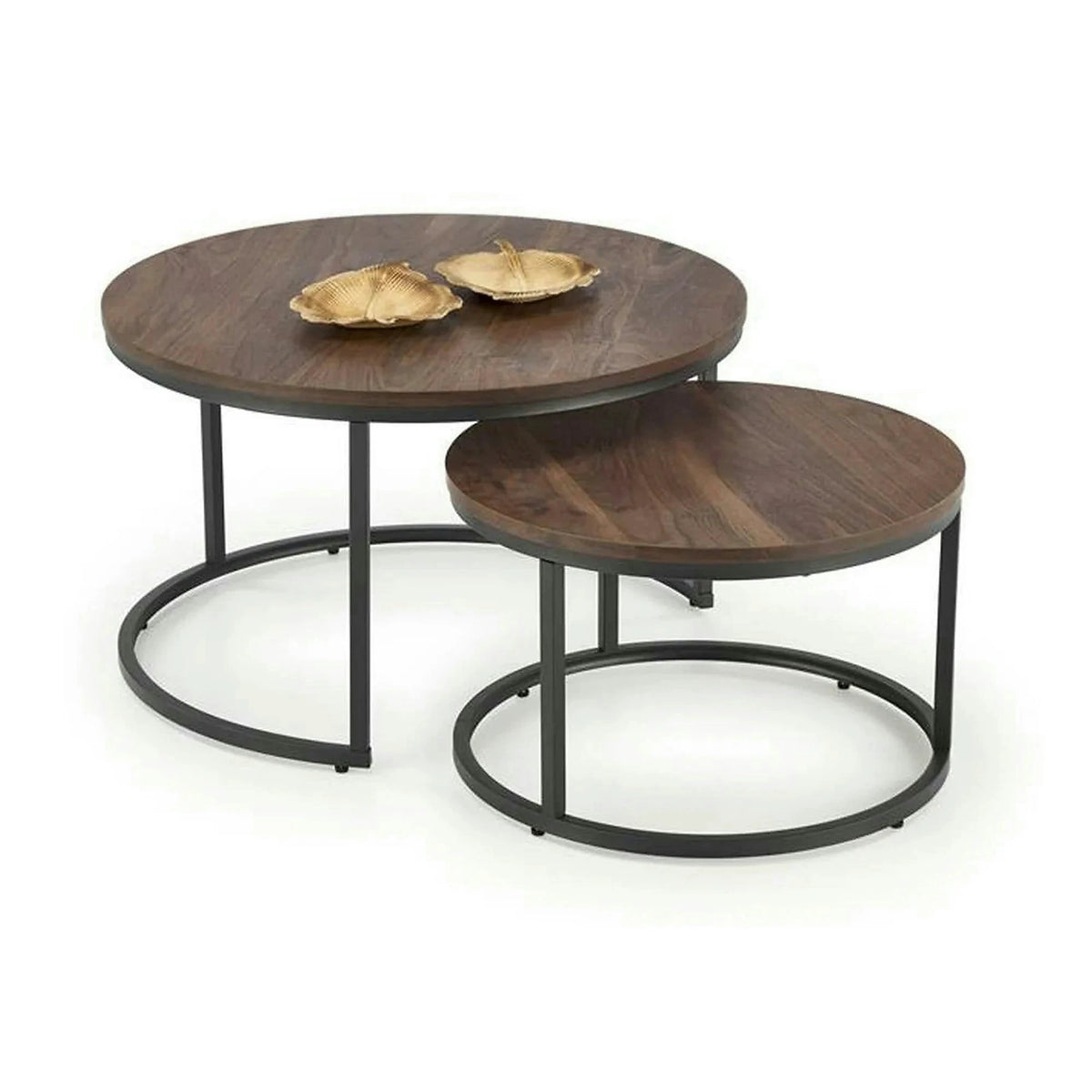 Set 2 masute cafea JAVA, nuc/negru