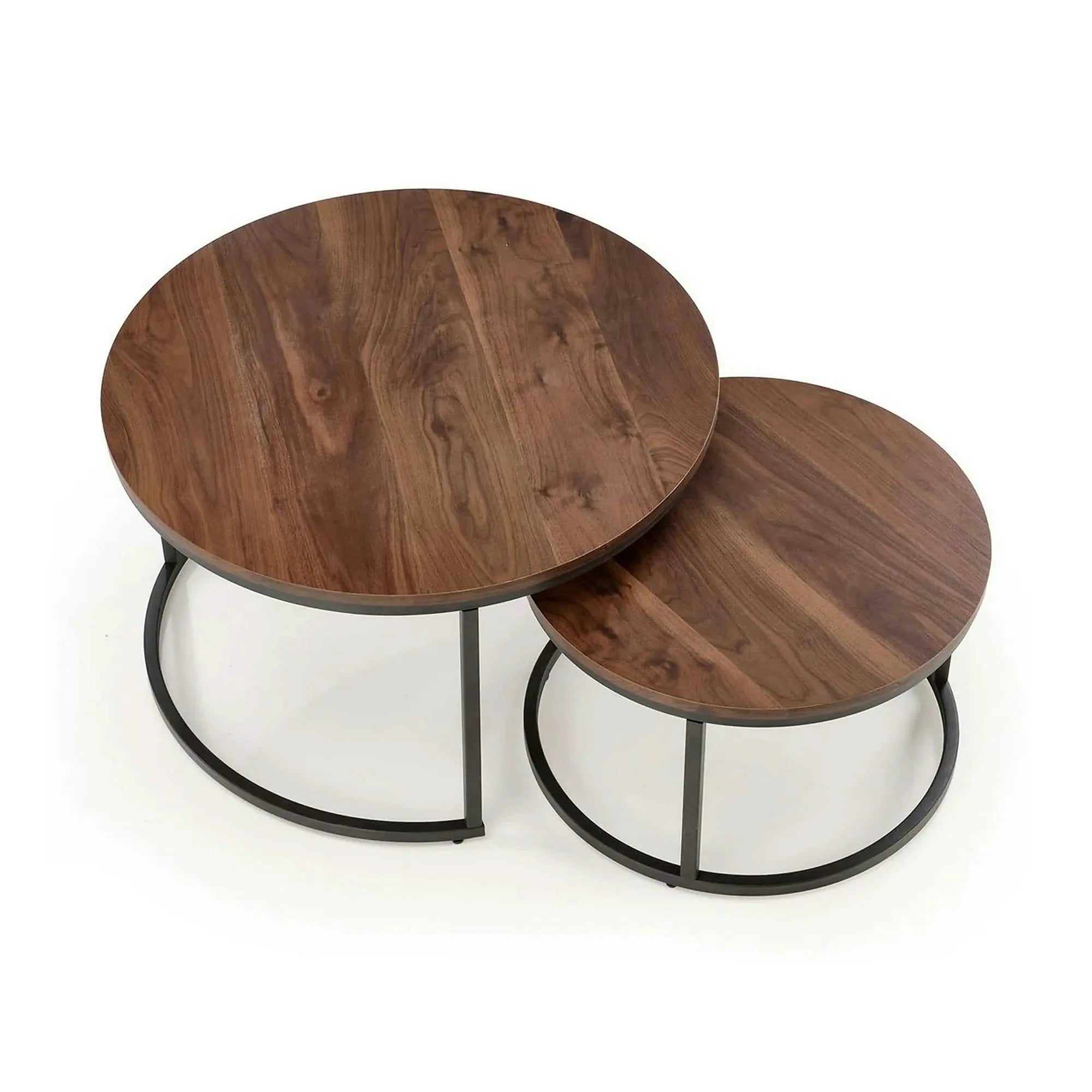 Set 2 masute cafea JAVA, nuc/negru