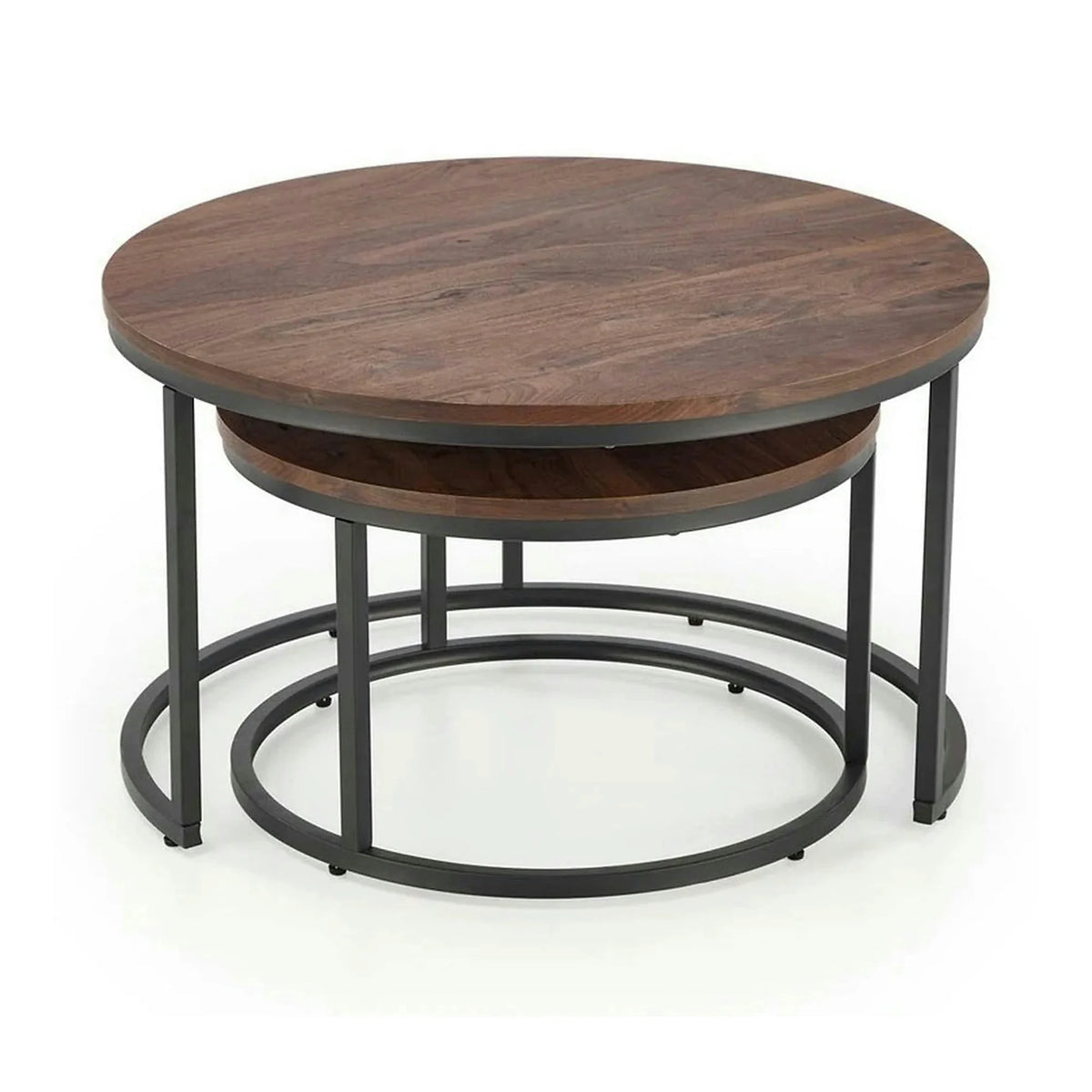 Set 2 masute cafea JAVA, nuc/negru