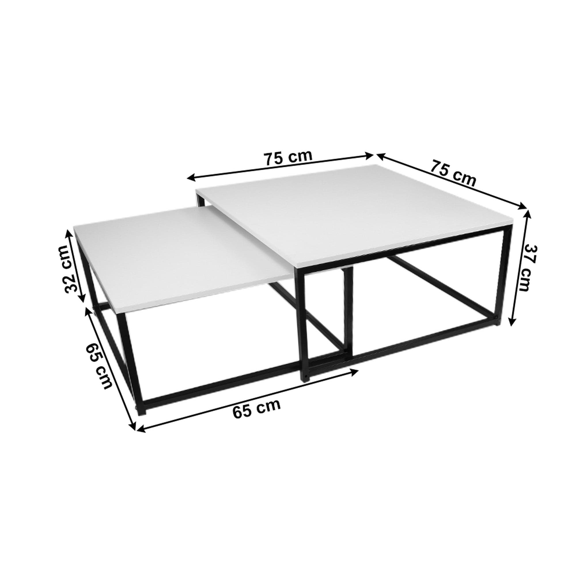 Set 2 masute cafea KASTLER NEW TIPUL 1, alb/negru