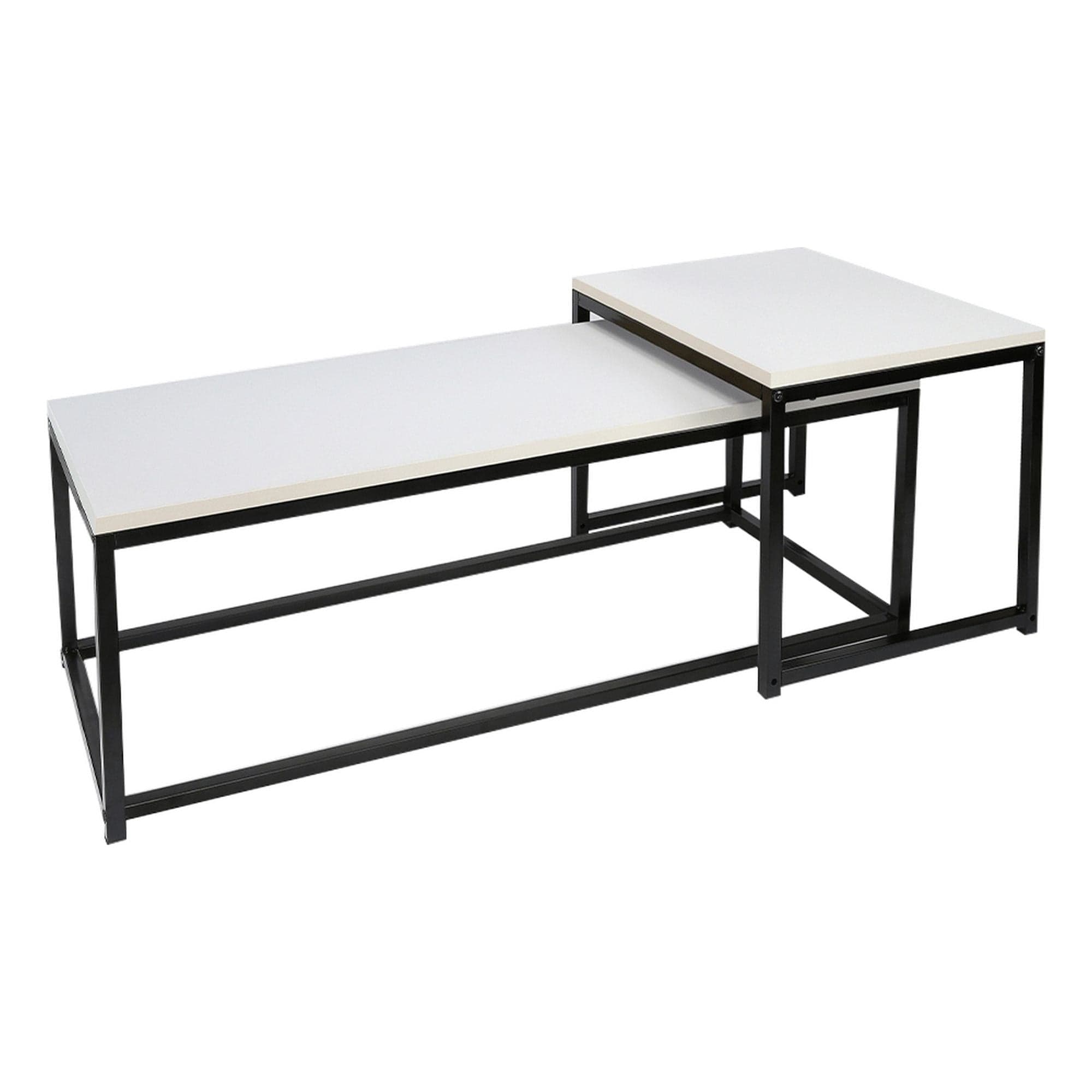 Set 2 masute cafea KASTLER NEW TYP 2, alb mat/negru