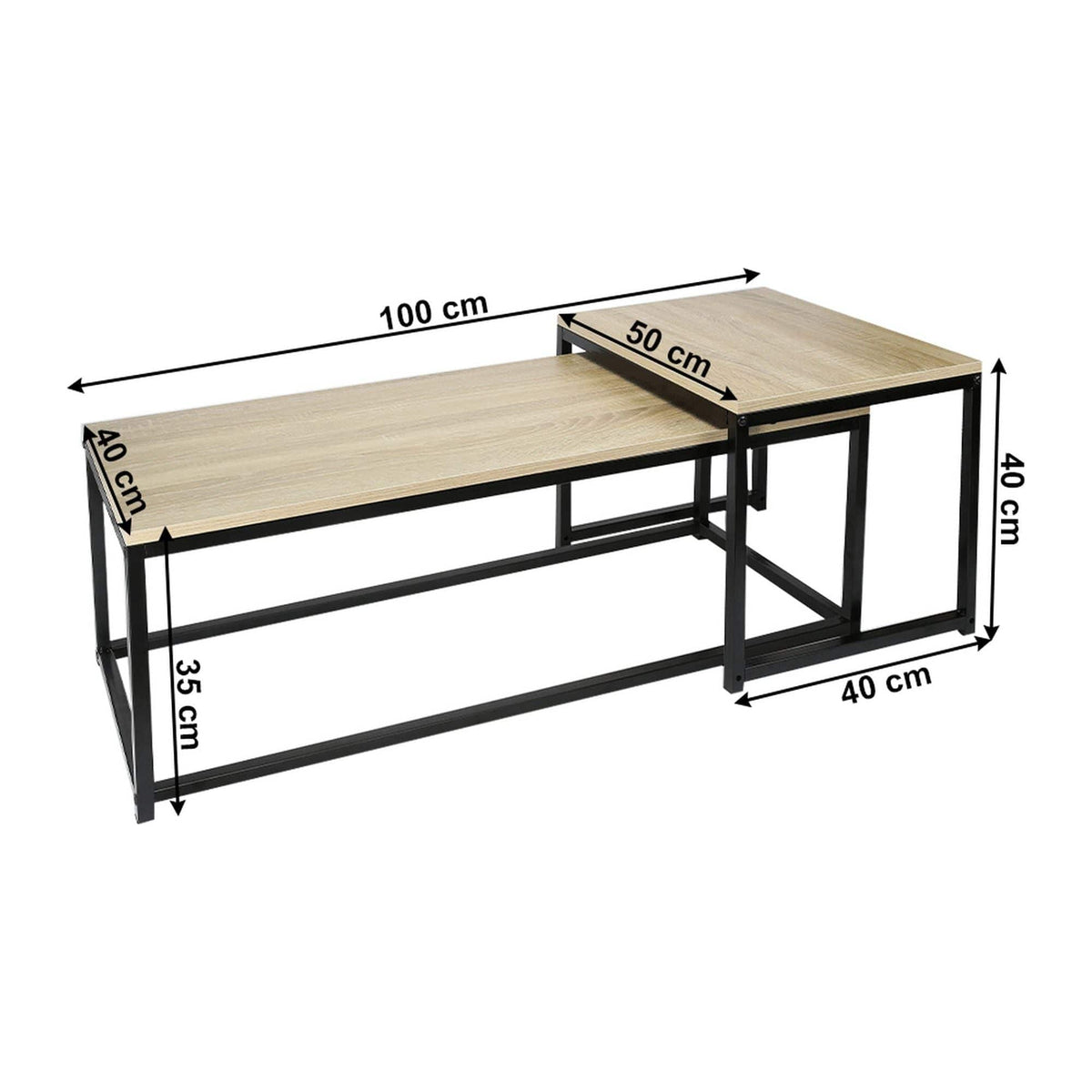 Set 2 masute cafea KASTLER NEW TYP 2, stejar sonoma/negru