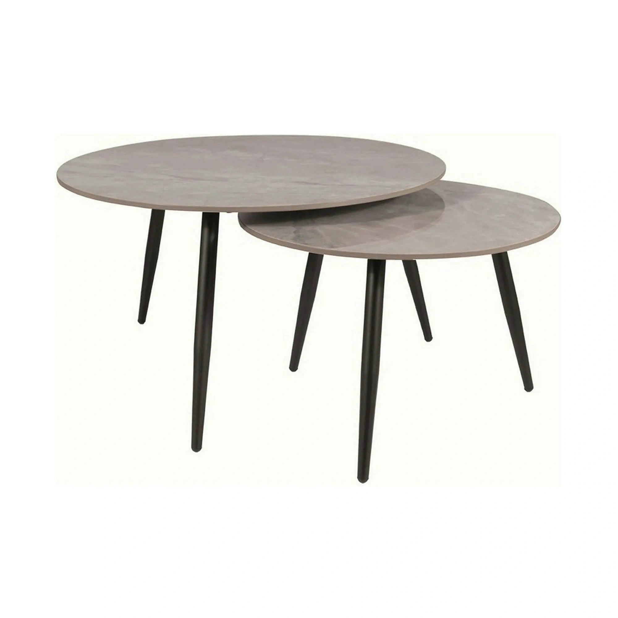 Set 2 masute cafea KORA C, gri/negru, ceramica/metal