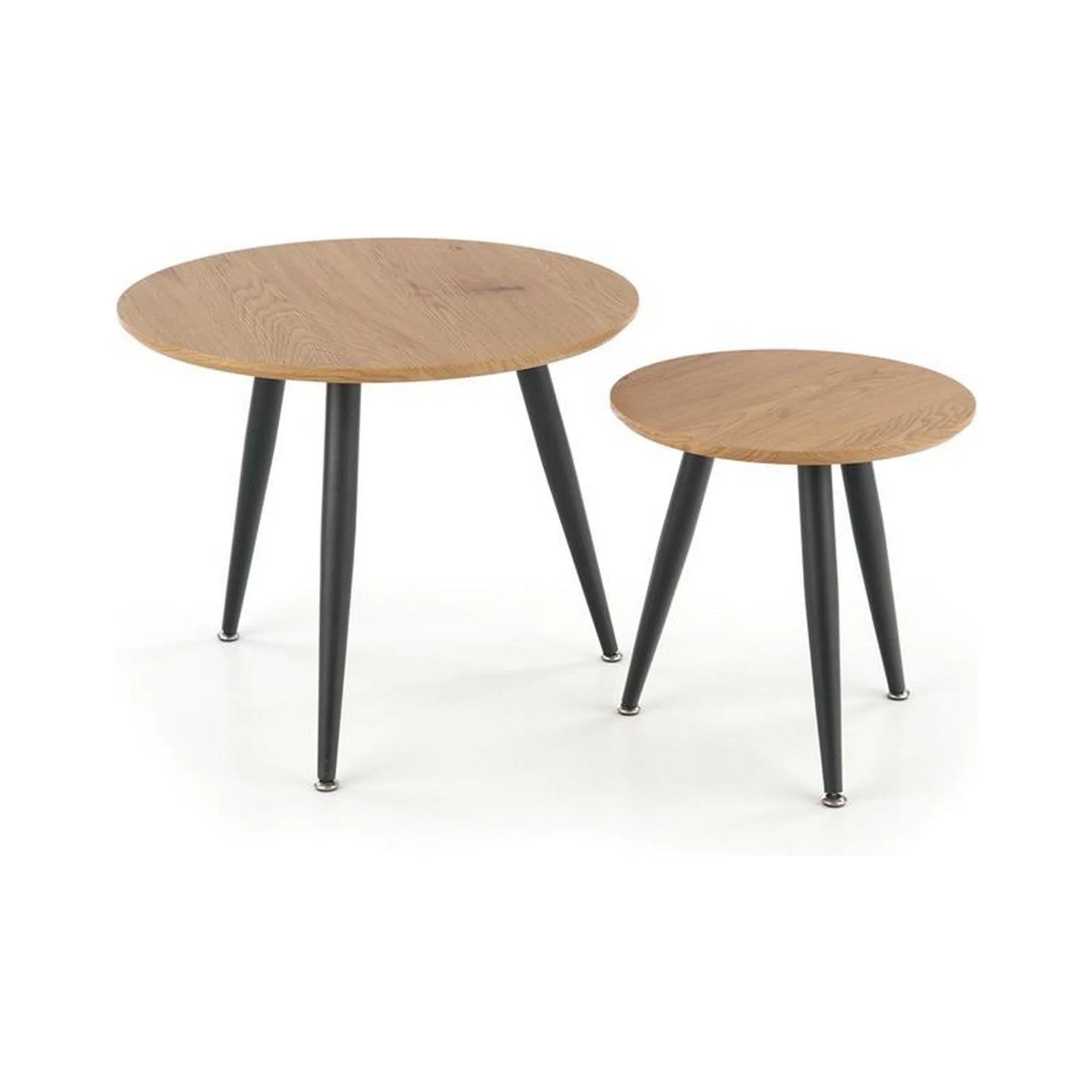 Set 2 masute cafea MENTONA 2, stejar auriu/negru