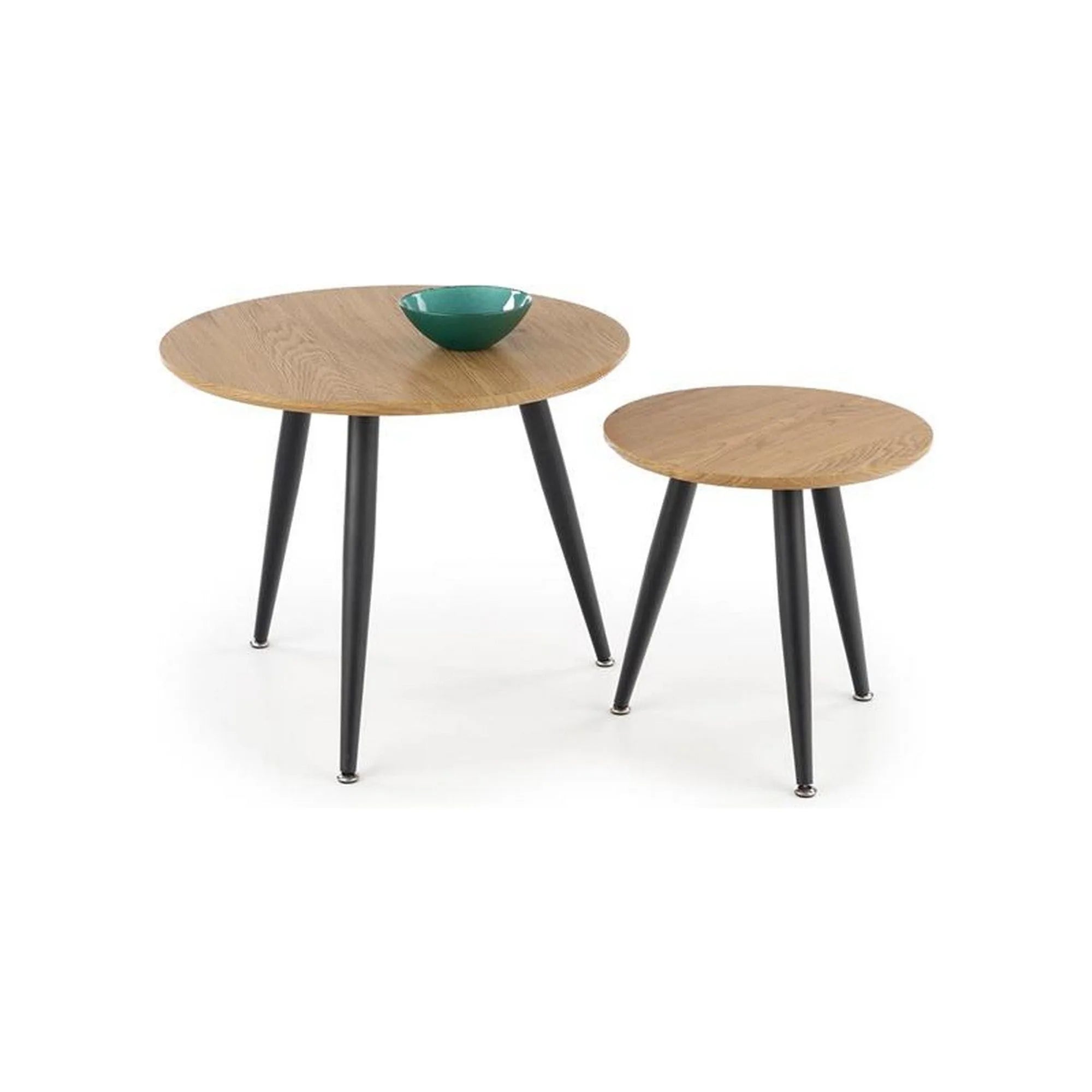 Set 2 masute cafea MENTONA 2, stejar auriu/negru