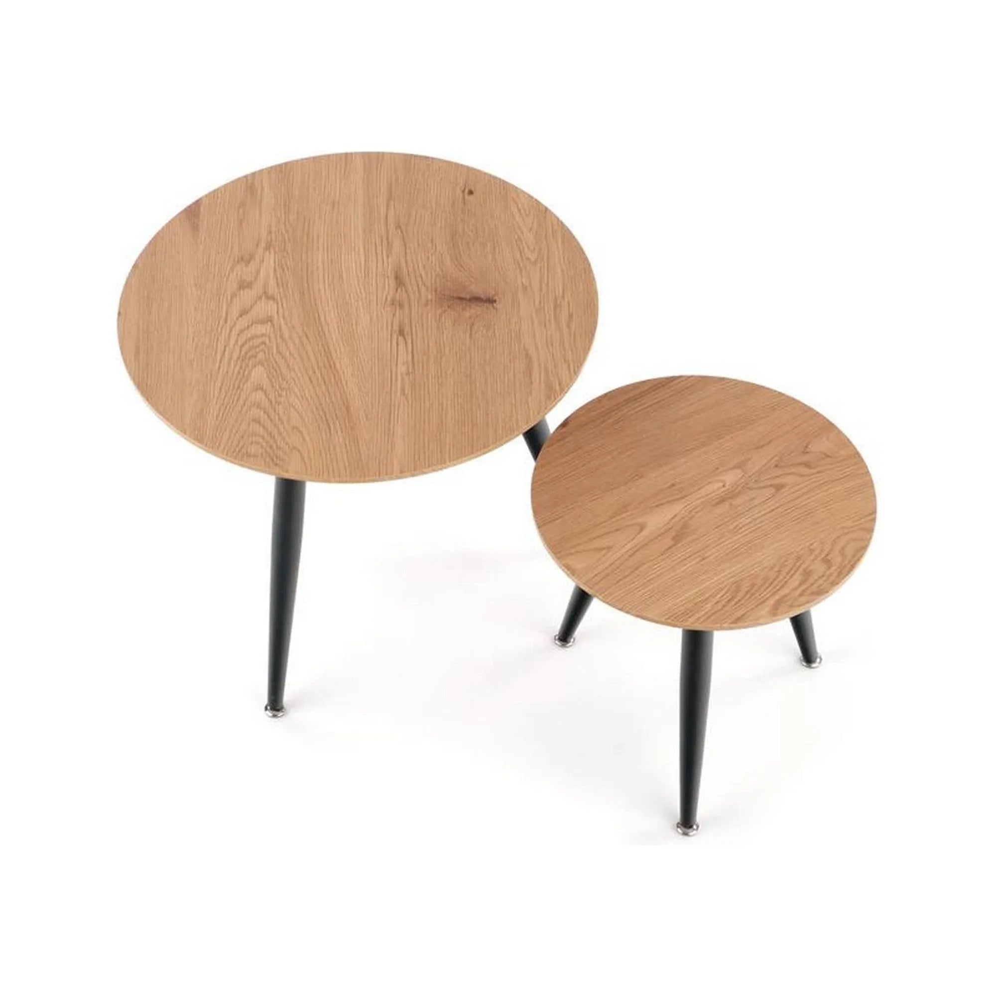 Set 2 masute cafea MENTONA 2, stejar auriu/negru