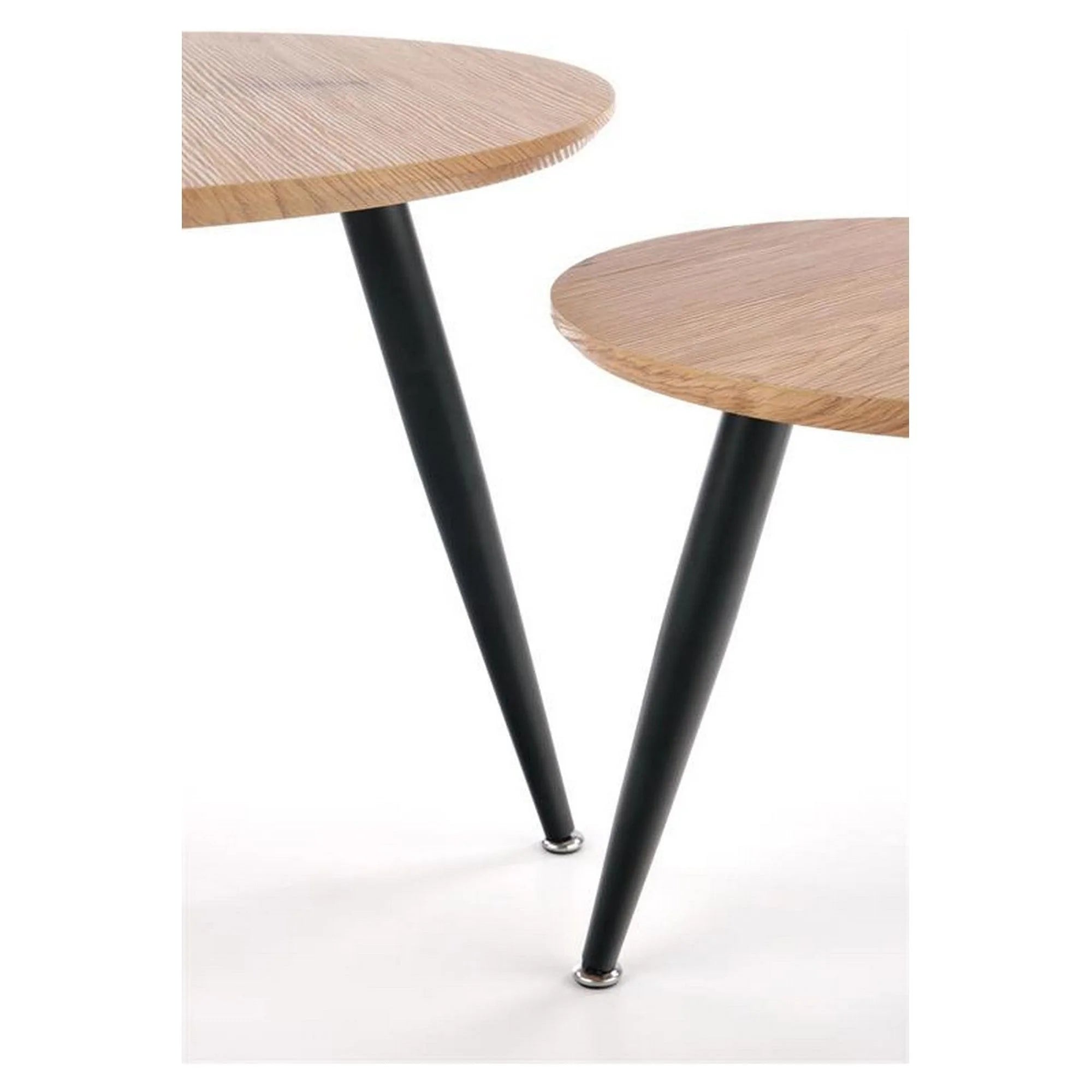 Set 2 masute cafea MENTONA 2, stejar auriu/negru