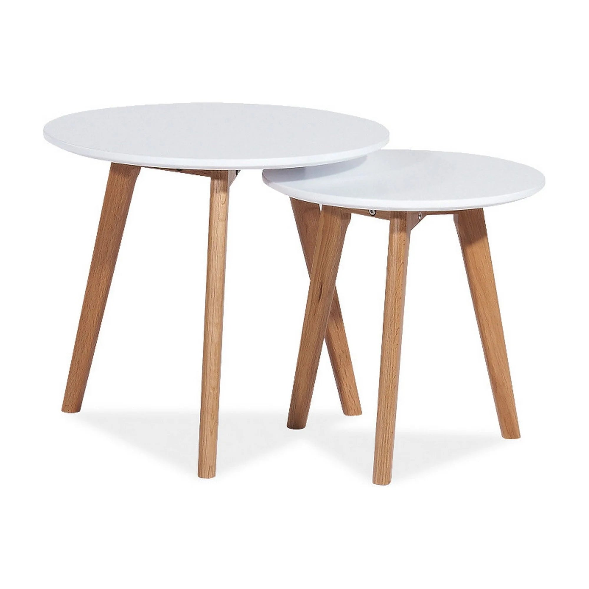 Set 2 masute cafea MILAN S2, alb/stejar