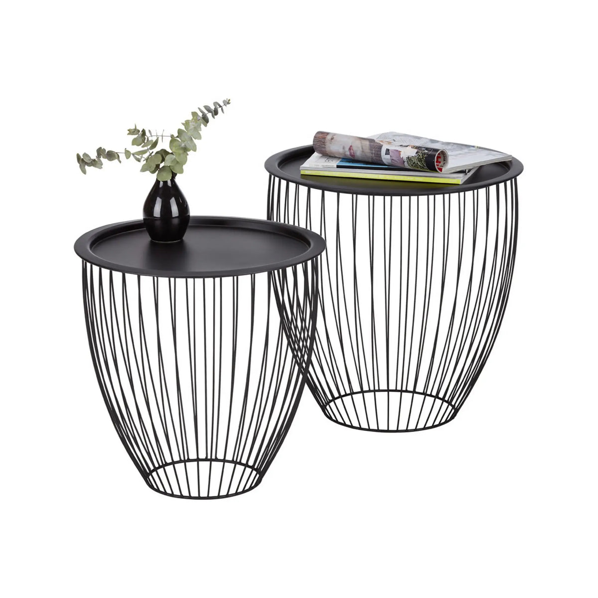 Set 2 masute cafea NELE, negru, metal
