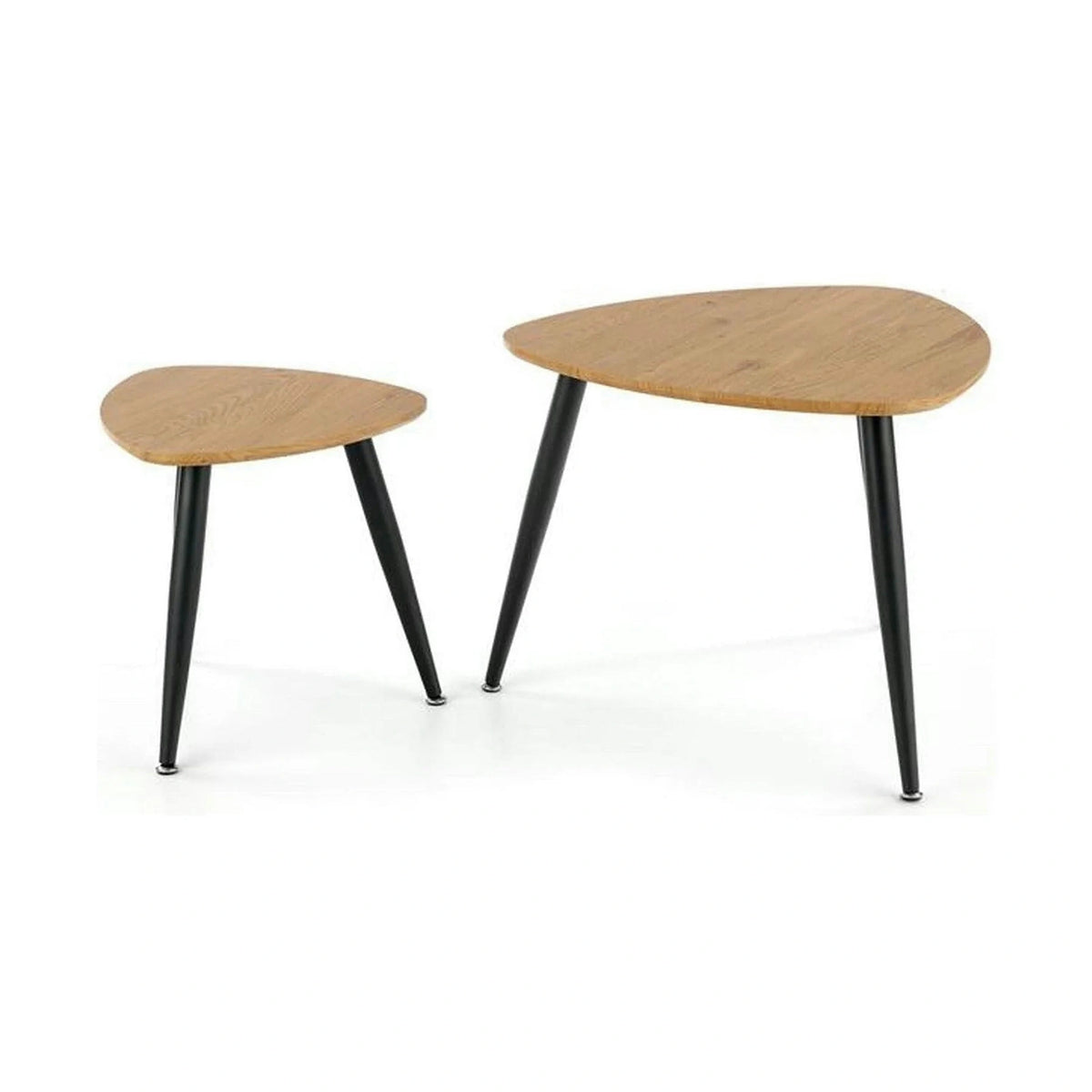 Set 2 masute cafea NICEA, stejar auriu/negru