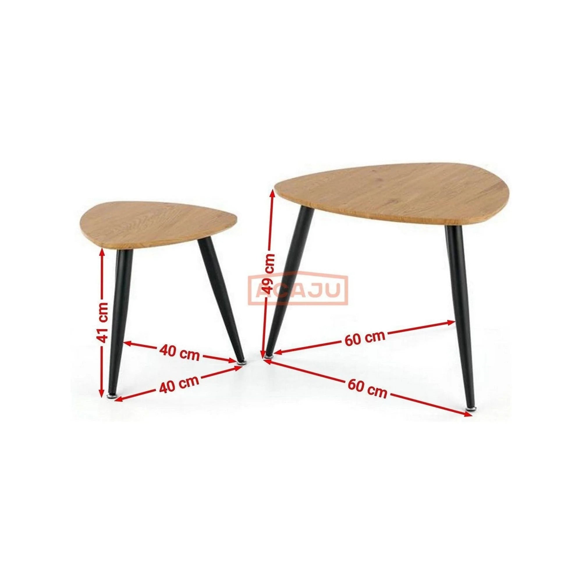 Set 2 masute cafea NICEA, stejar auriu/negru