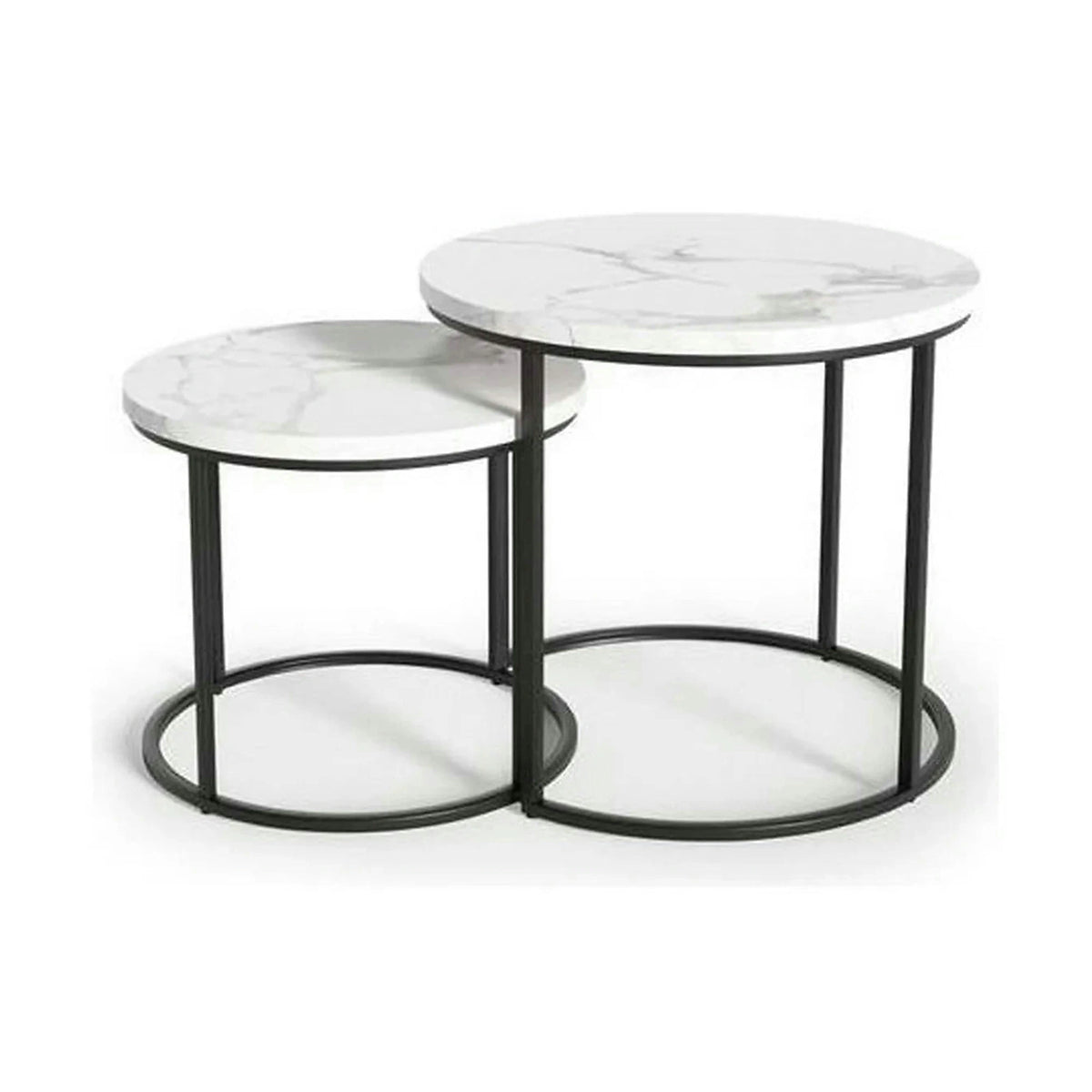 Set 2 masute cafea OREO, alb cu efect de marmura/negru