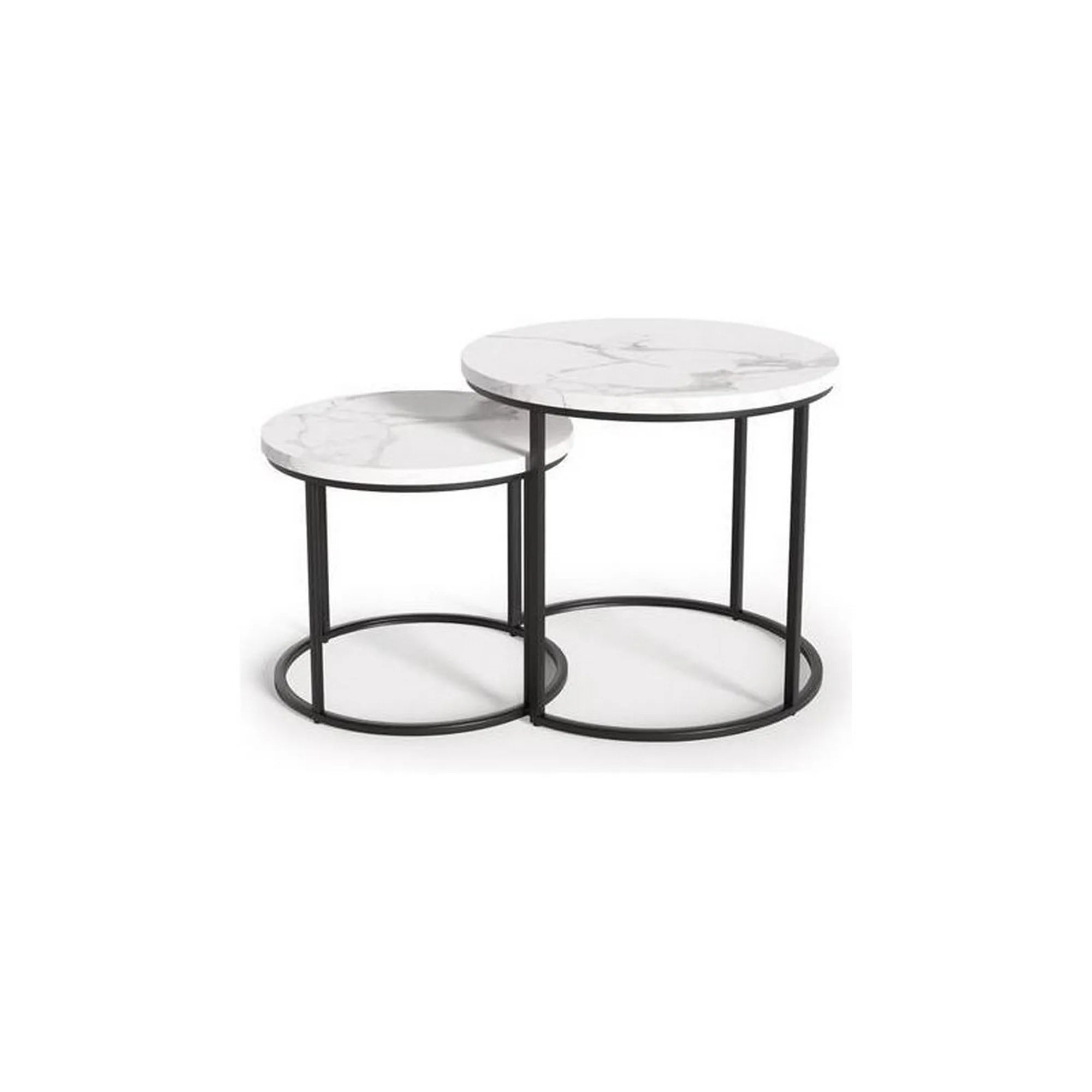 Set 2 masute cafea OREO, alb cu efect de marmura/negru