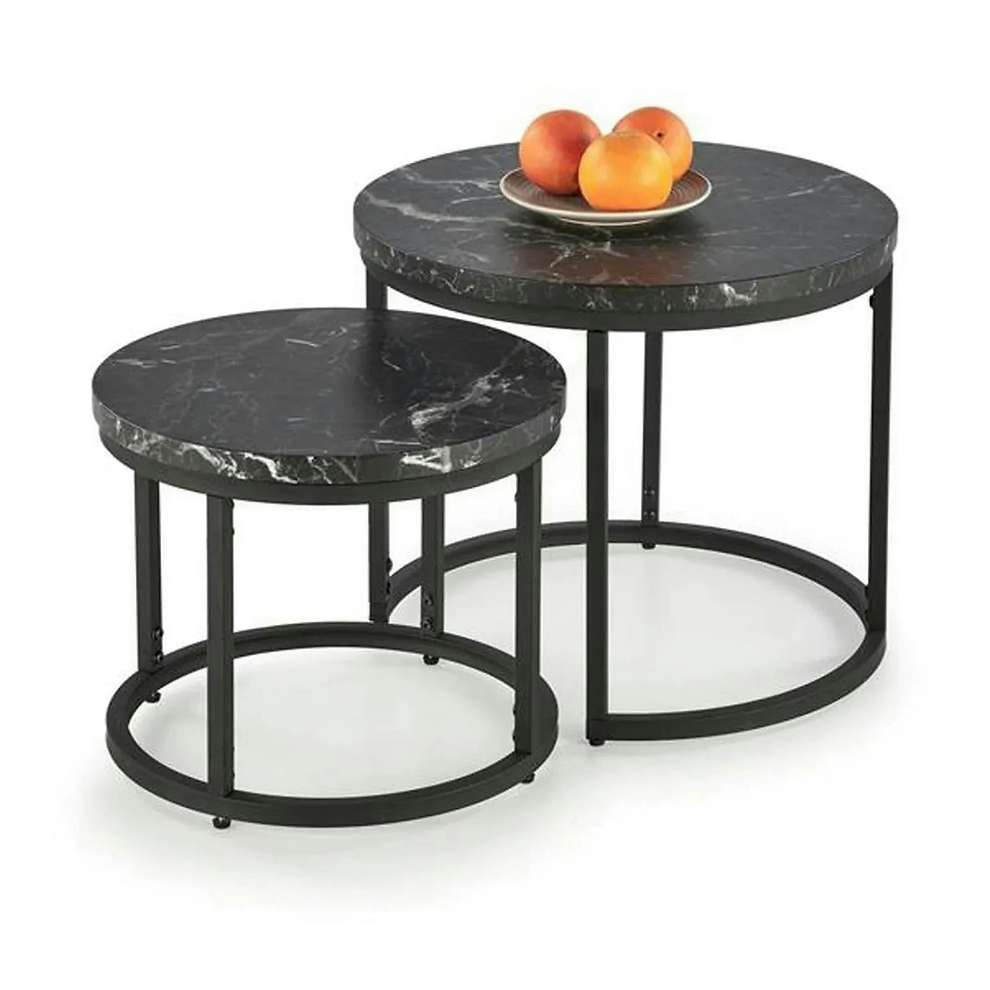 Set 2 masute cafea OREO, negru cu efect de marmura