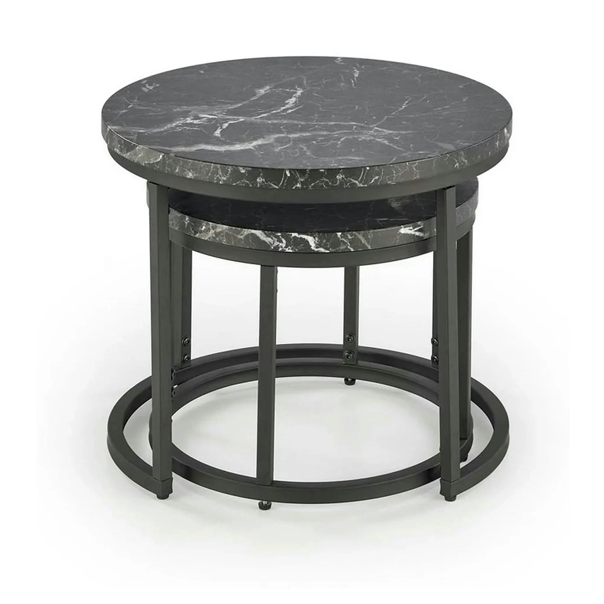Set 2 masute cafea OREO, negru cu efect de marmura