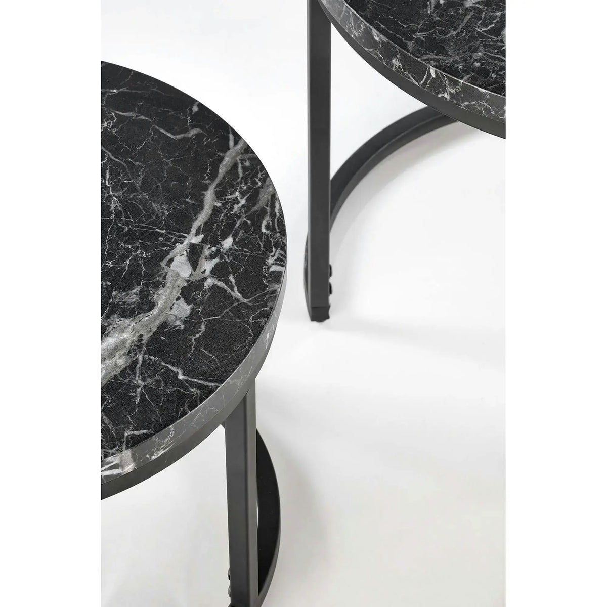 Set 2 masute cafea OREO, negru cu efect de marmura