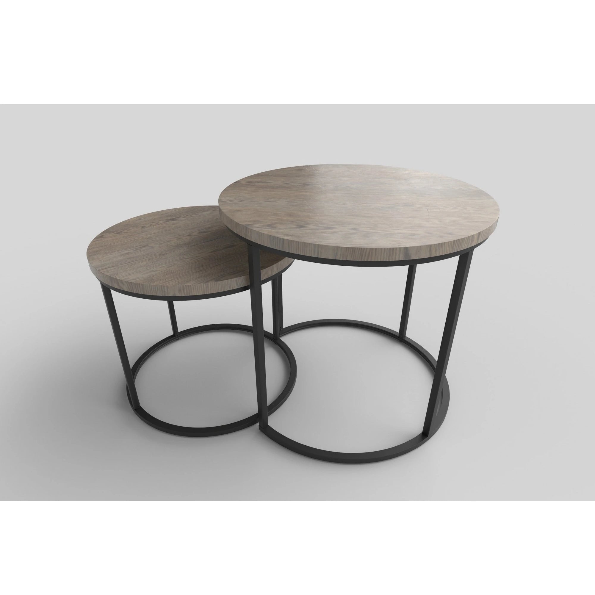 Set 2 masute cafea OREO, stejar San Remo/otel vopsit