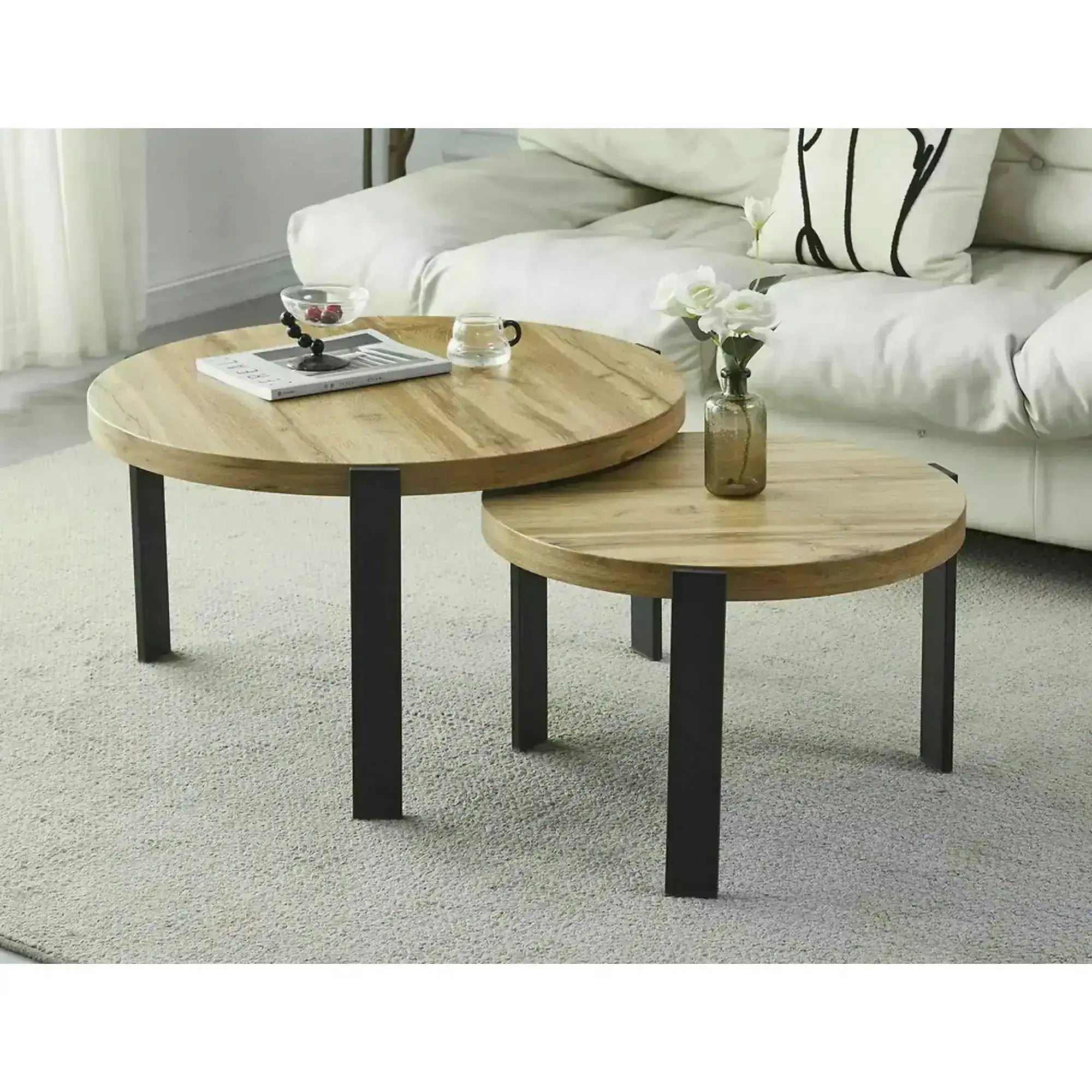 Set 2 masute cafea POLO, stejar/negru