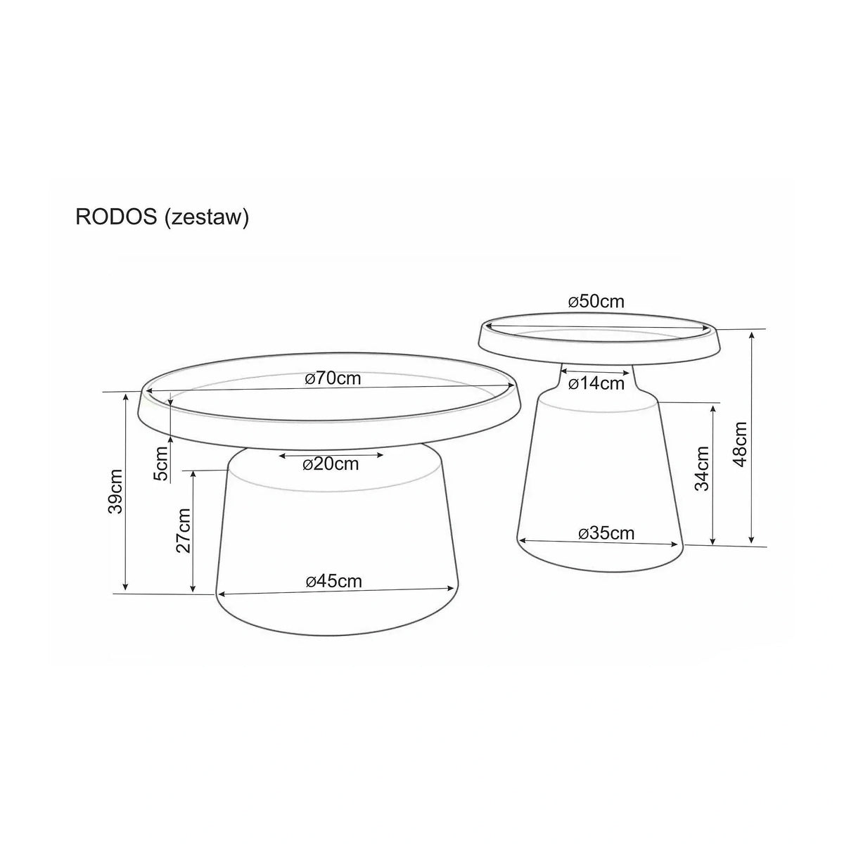 Set 2 măsuțe cafea RODOS, bej mat, metal