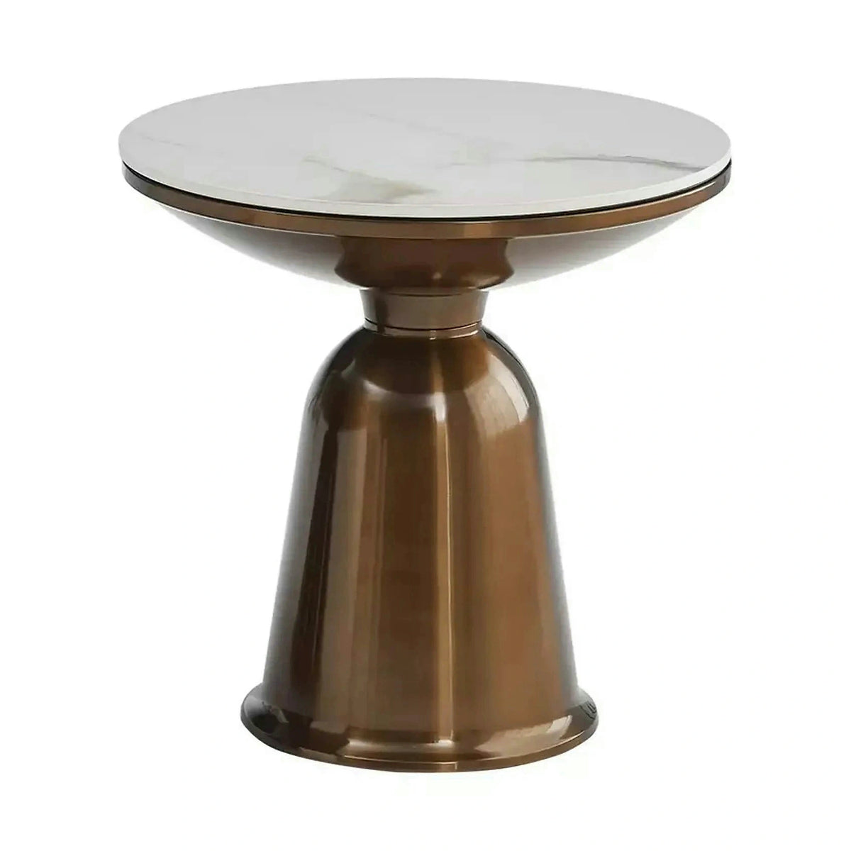 Set 2 masute cafea VERA, alb cu efect de marmura/cupru, ceramica/metal