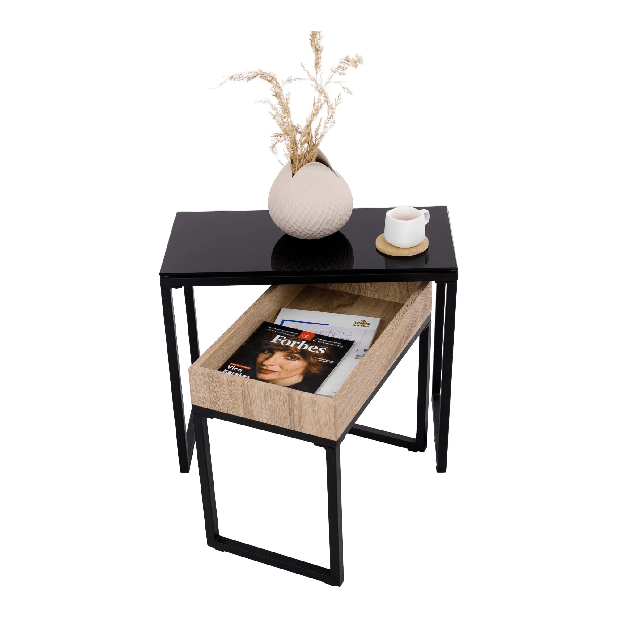 Set 2 masute DAGOR, stejar/negru