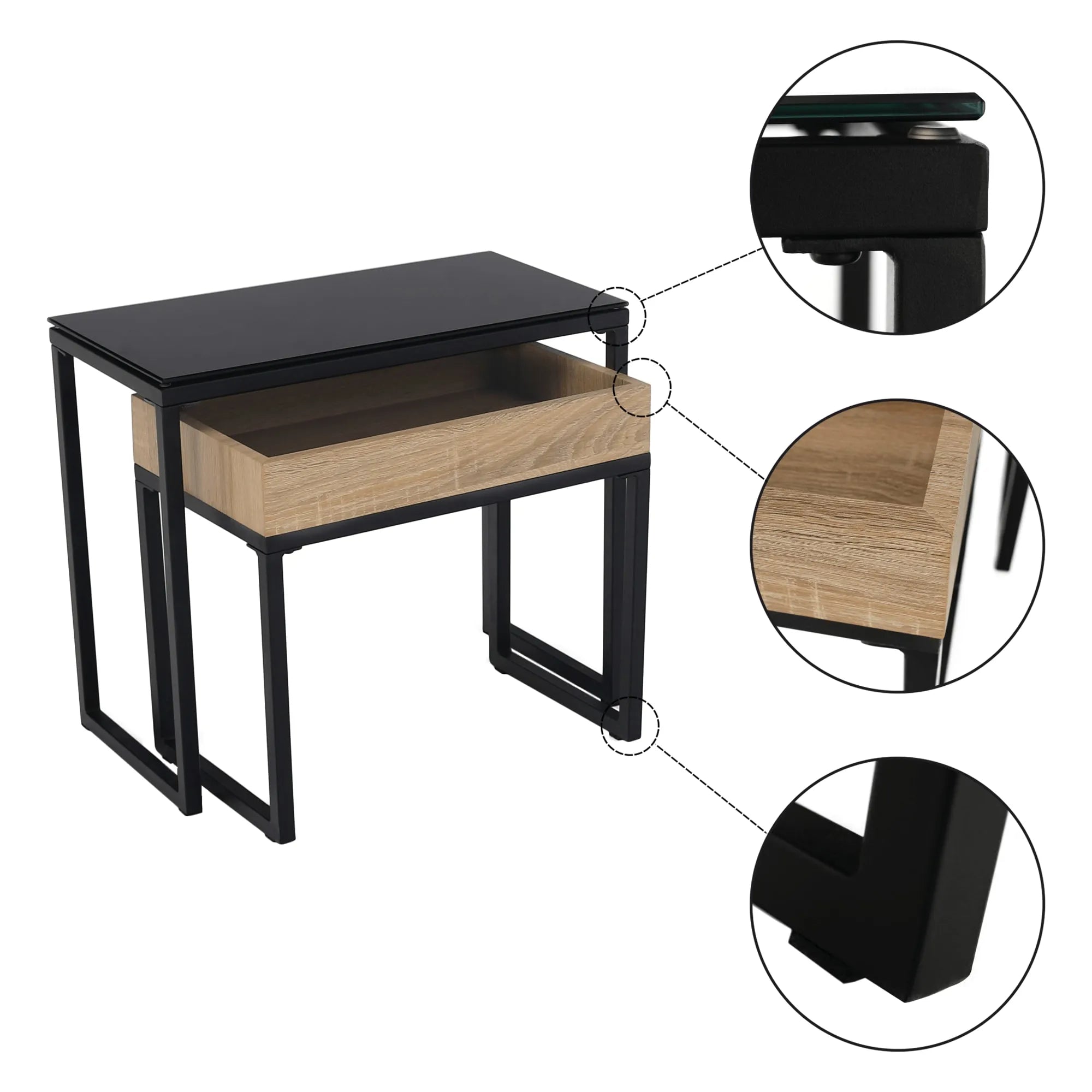 Set 2 masute DAGOR, stejar/negru