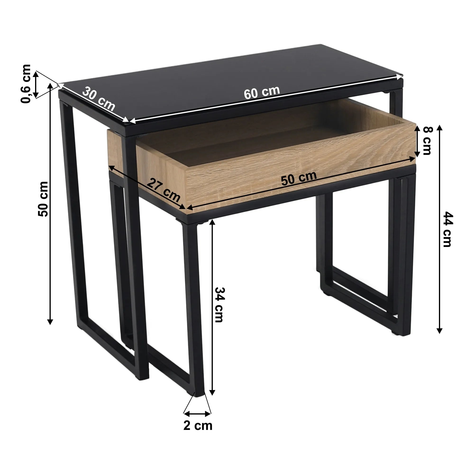 Set 2 masute DAGOR, stejar/negru