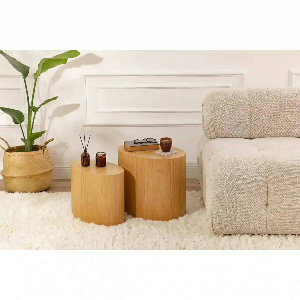 Set 2 masute ELIPSE, stejar, 48x33x41/40x24x33 cm