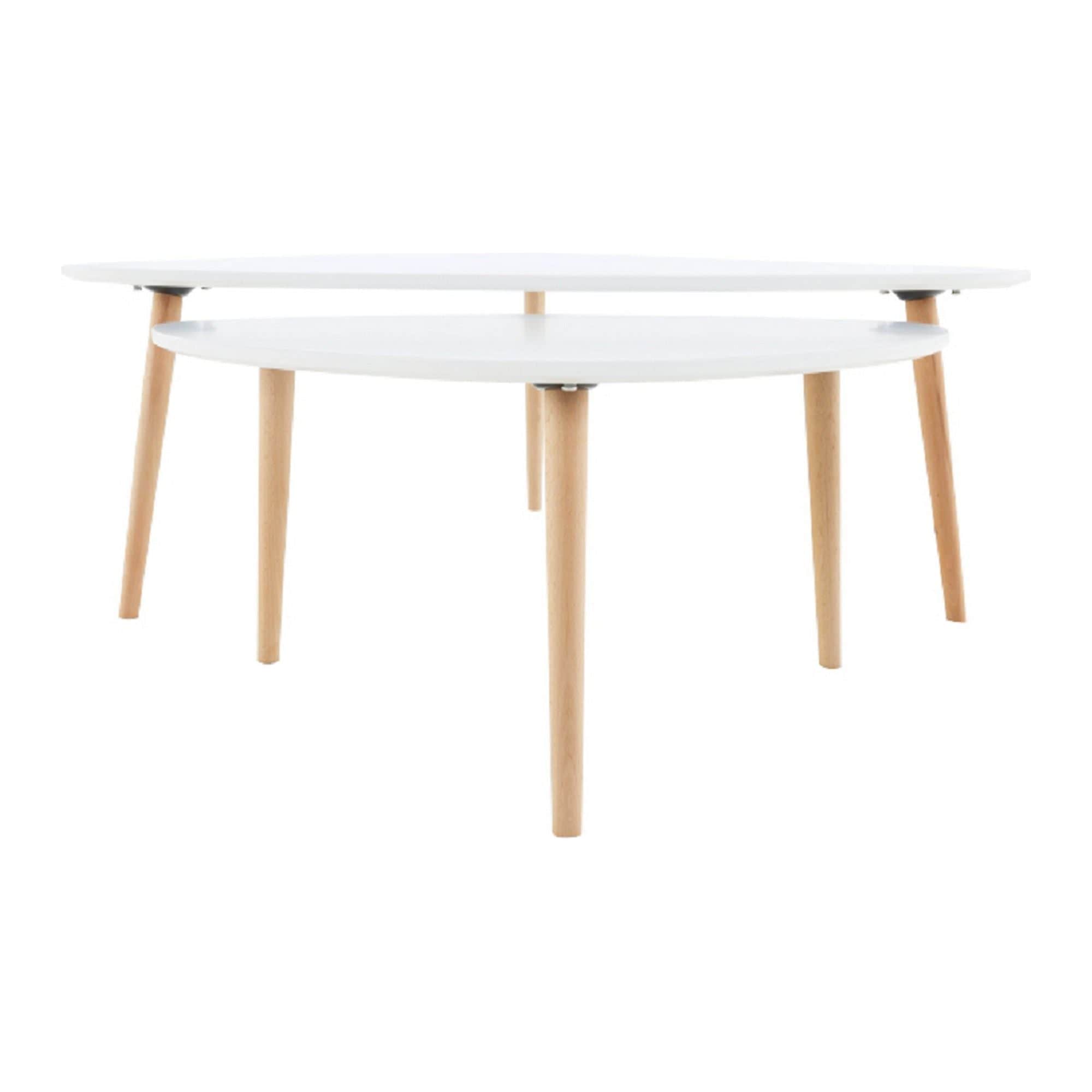 Set 2 masute FOLKO NEW, alb/stejar