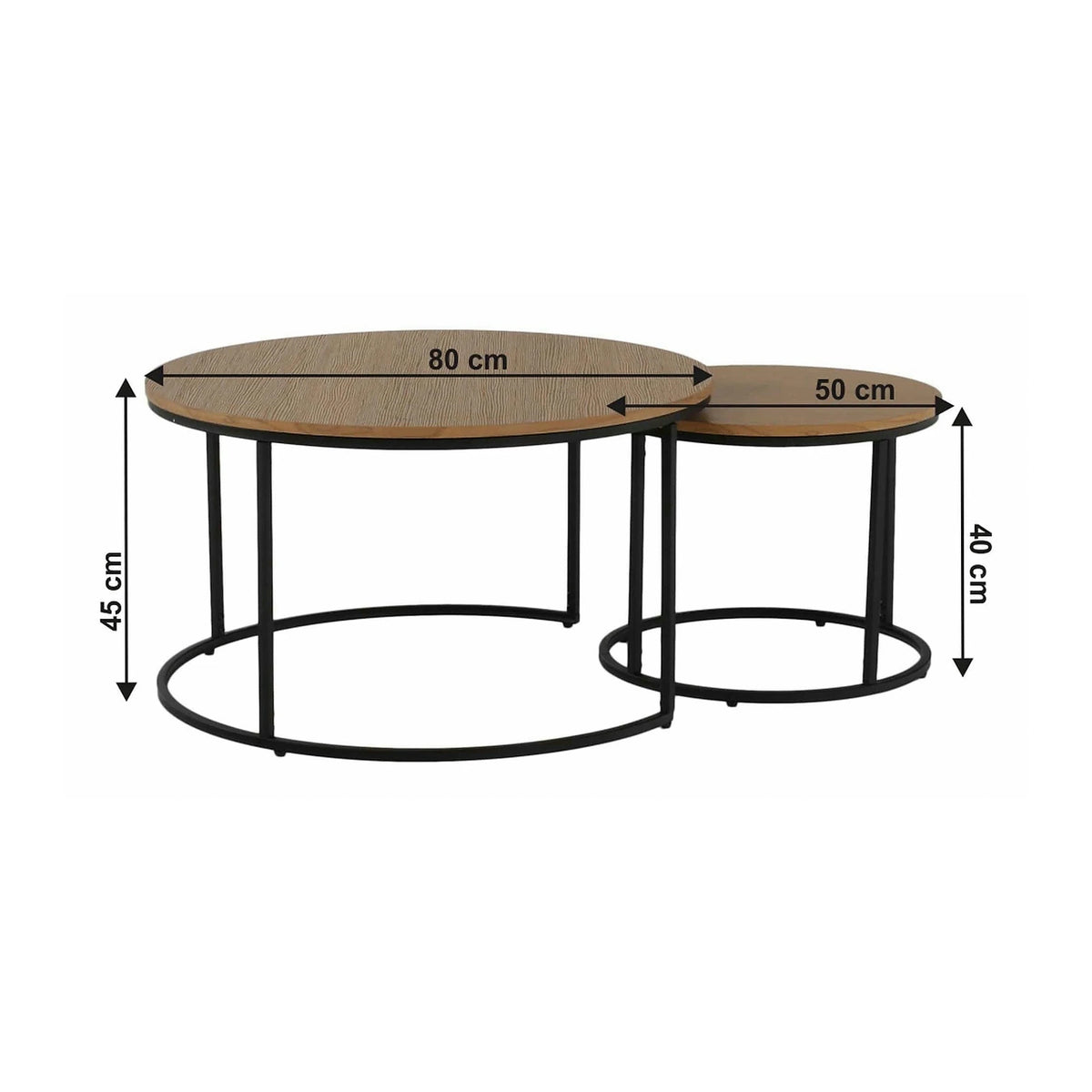 Set 2 masute IKLIN, stejar/negru