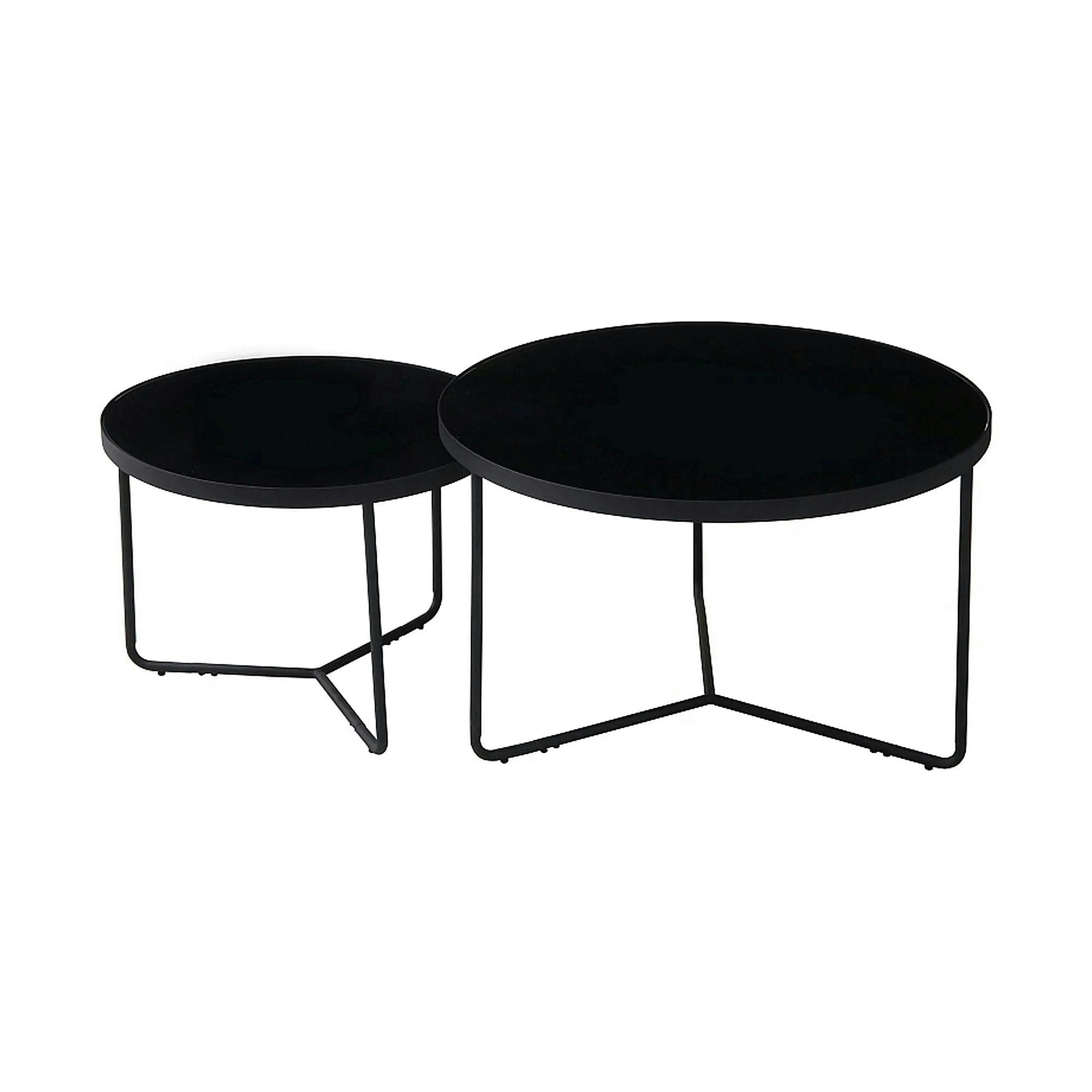 Set 2 masute ITALIA, negru, sticla securizata/metal