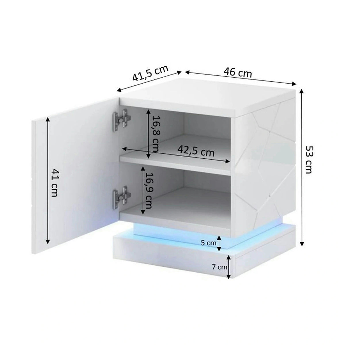 Set 2 noptiere QIU, alb, 46x42x53 cm