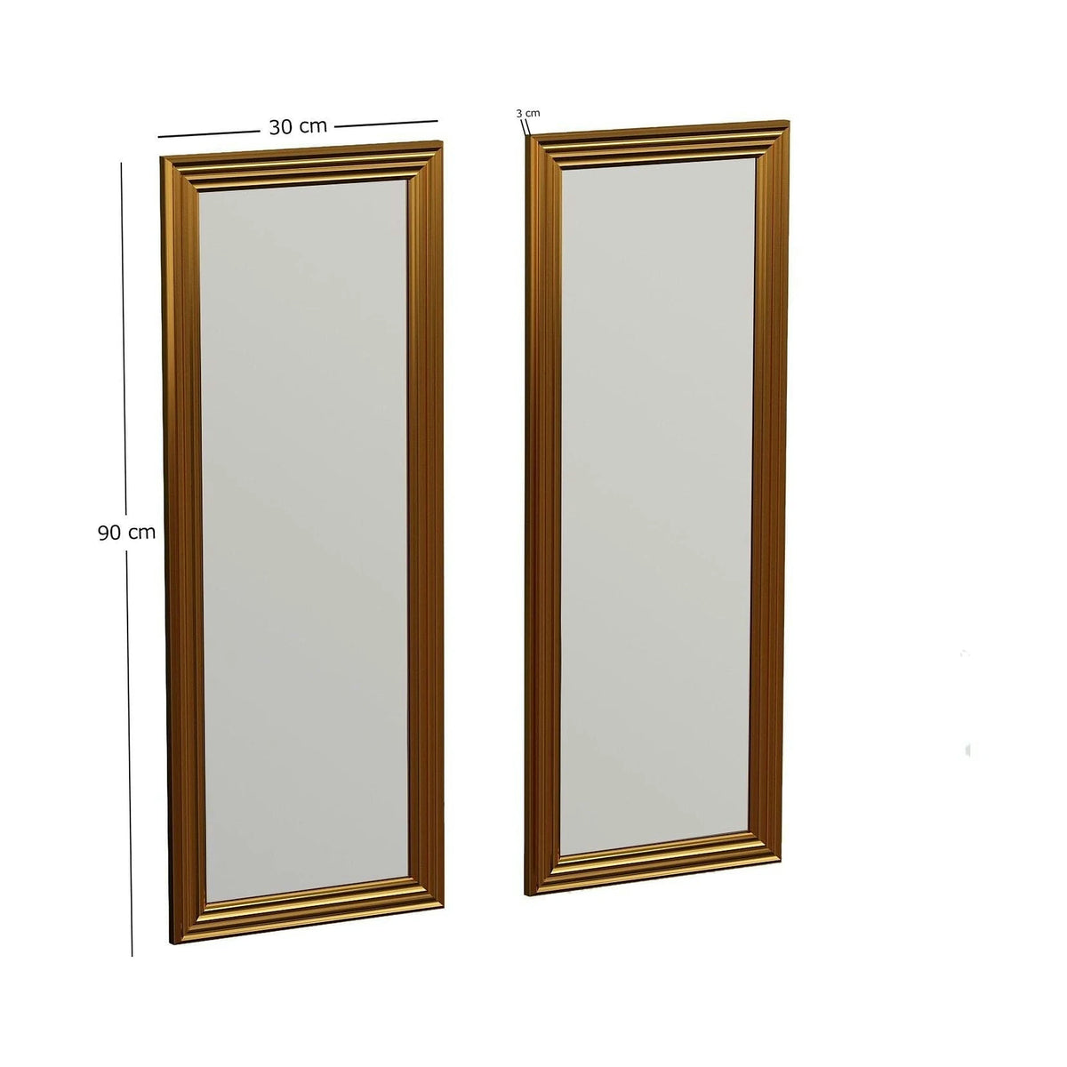 Set 2 oglinzi CSI, auriu, 30x3x90 cm