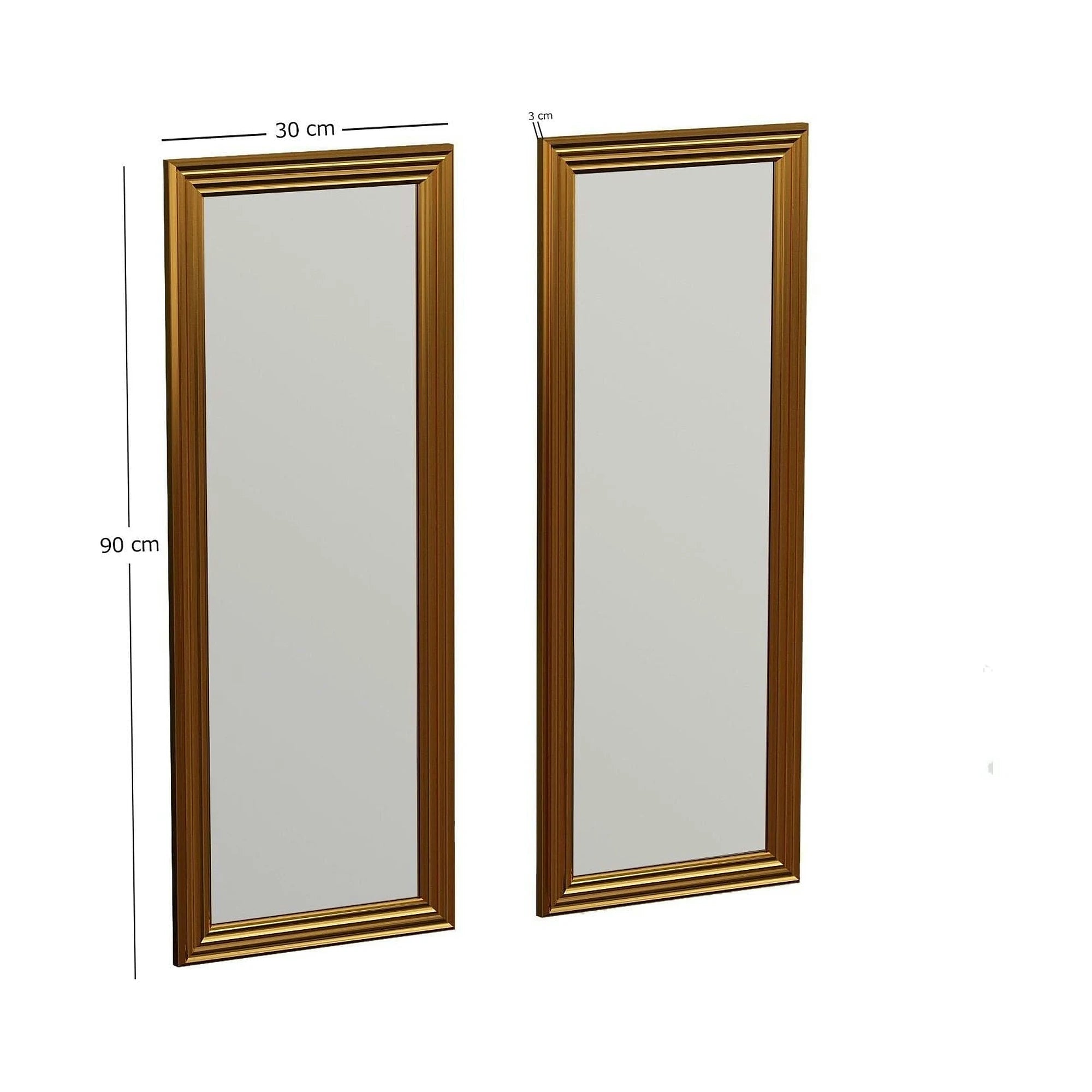 Set 2 oglinzi CSI, auriu, 30x3x90 cm