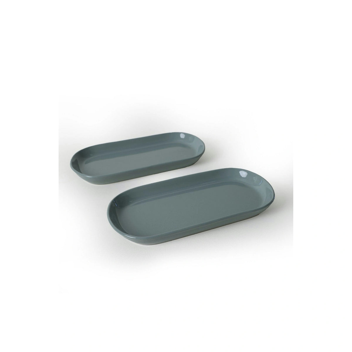 Set 2 platouri X00017767, gri, ceramica, 28x14 cm
