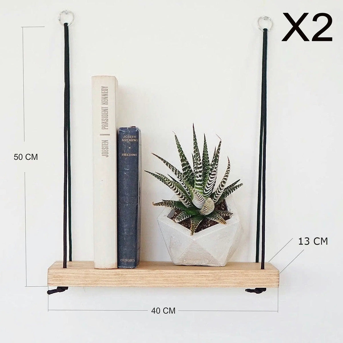 Set 2 polite AA098, stejar, lemn de molid, 40x13x50 cm