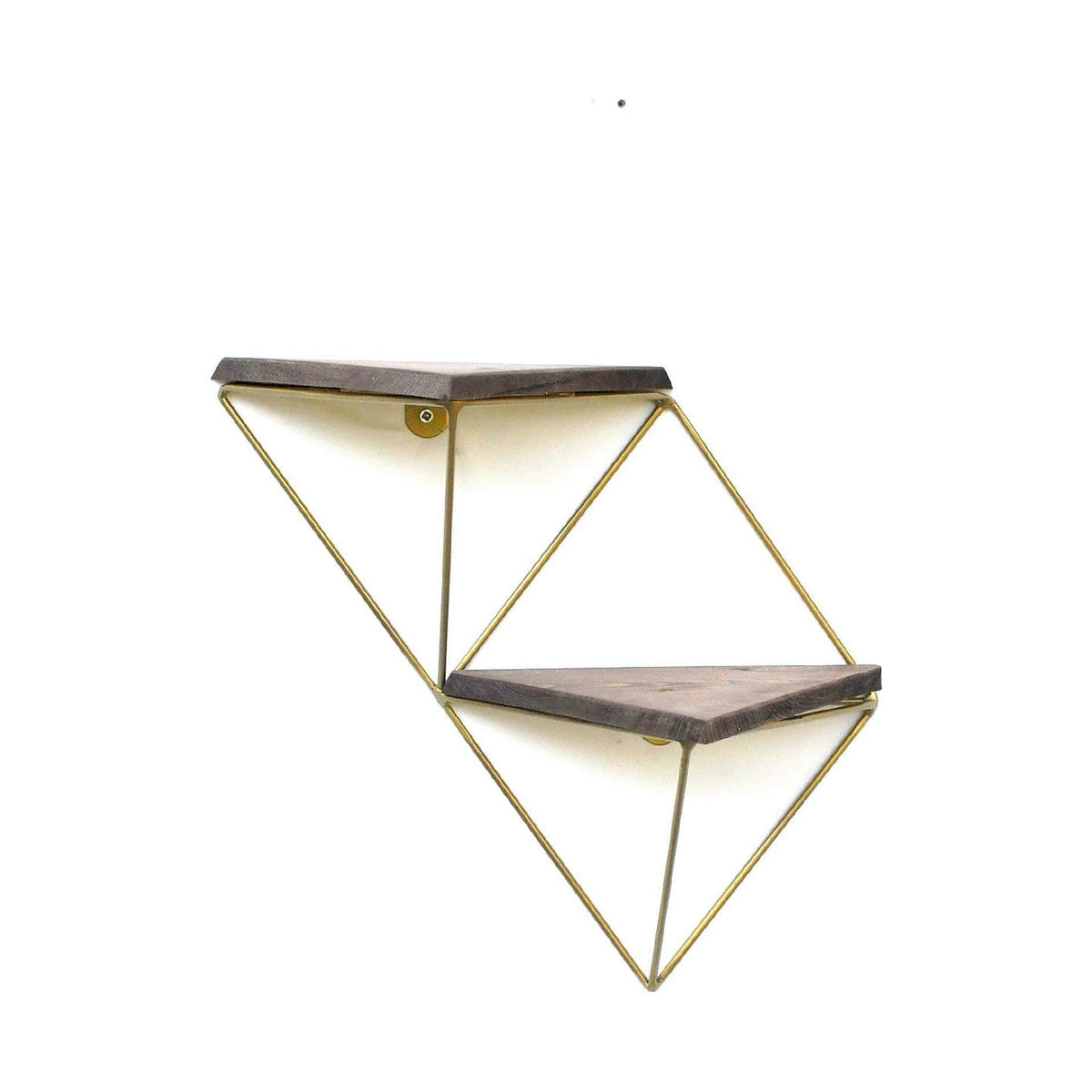 Set 2 polite WR075, stejar inchis/auriu, lemn/metal, 30x13x33 cm