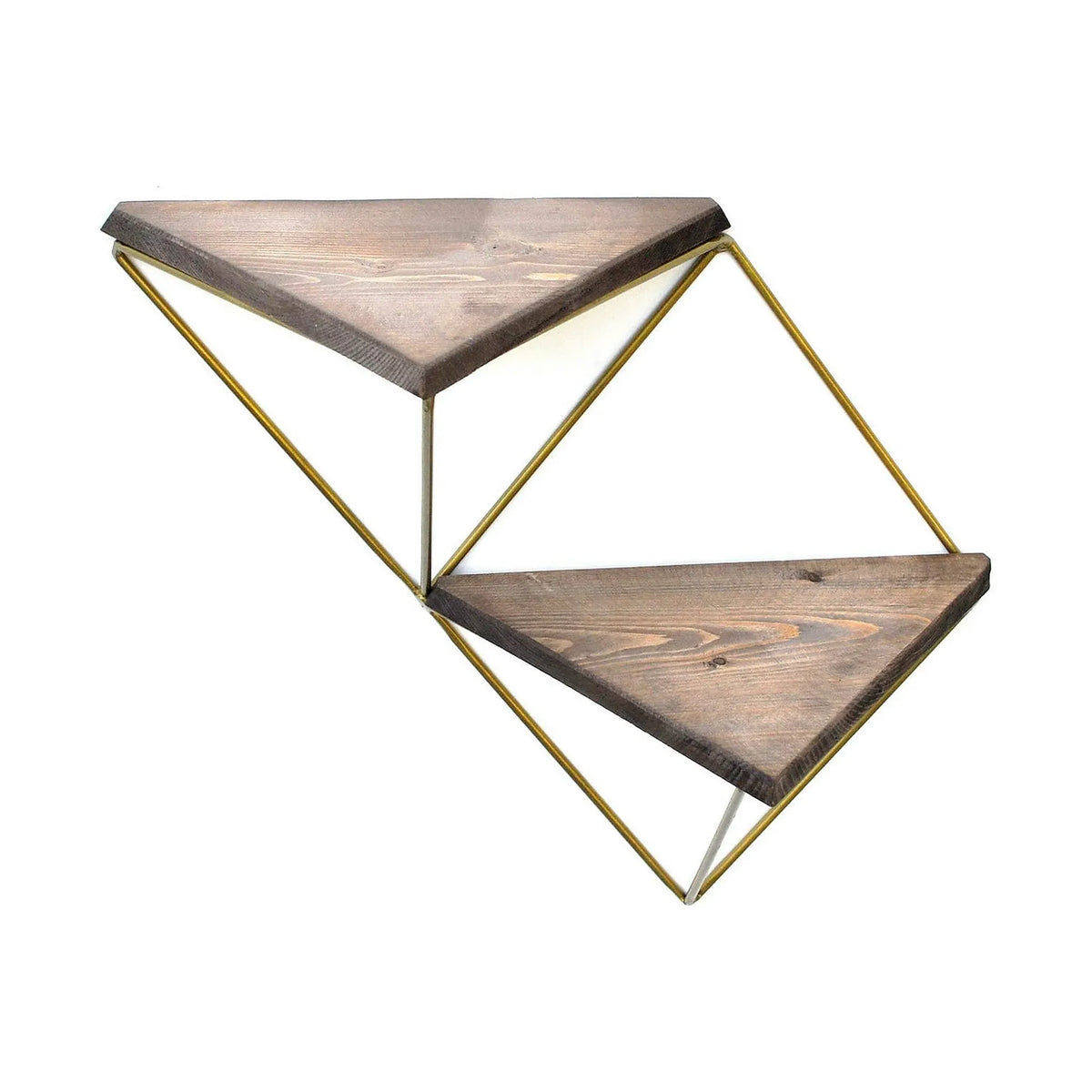 Set 2 polite WR075, stejar inchis/auriu, lemn/metal, 30x13x33 cm