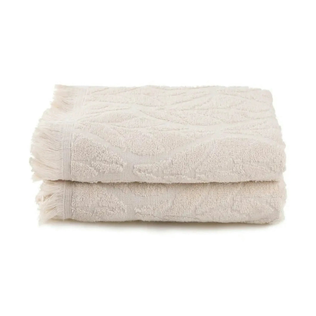 Set 2 prosoape baie LEAF, crem, bumbac, 50x90 cm