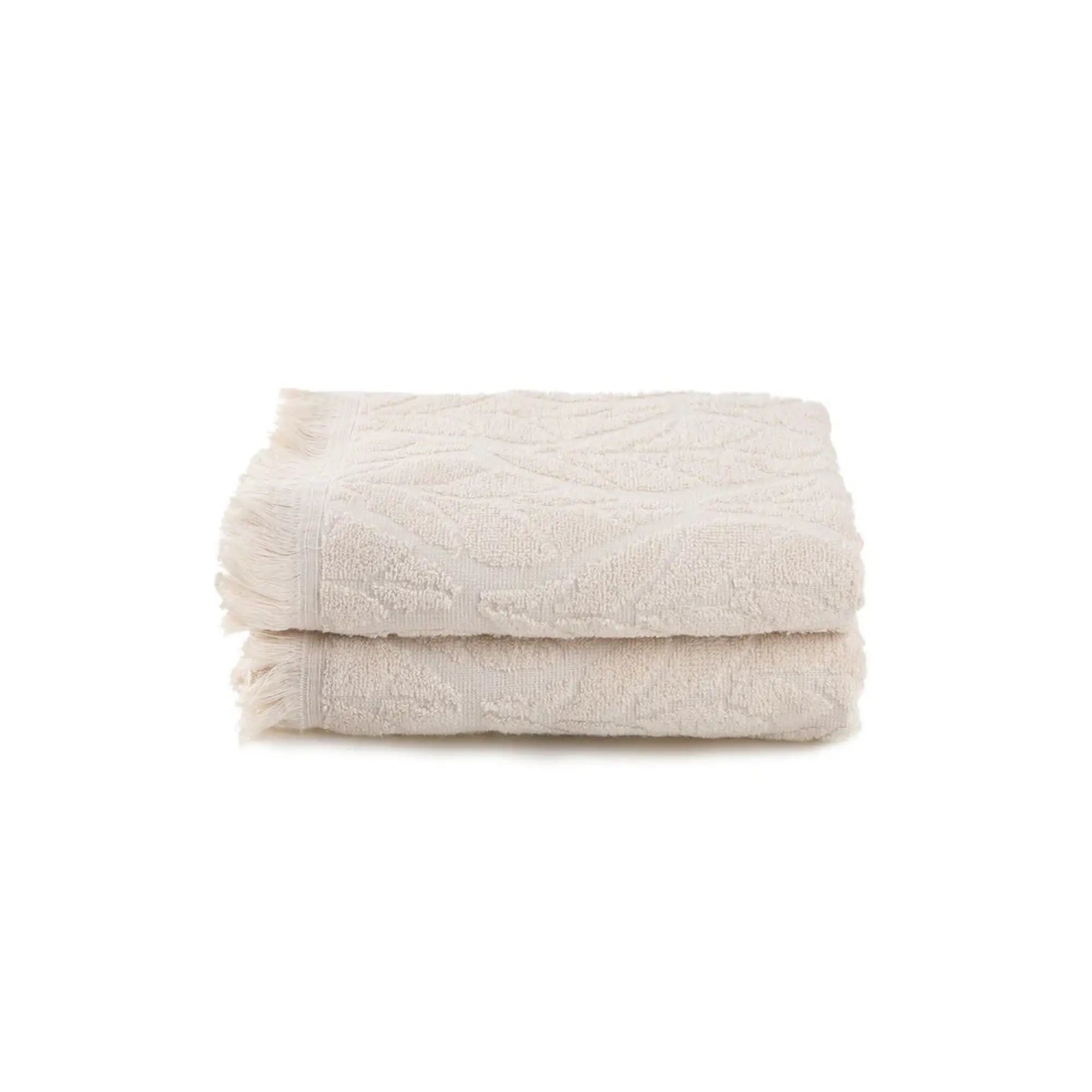 Set 2 prosoape baie LEAF, crem, bumbac, 50x90 cm