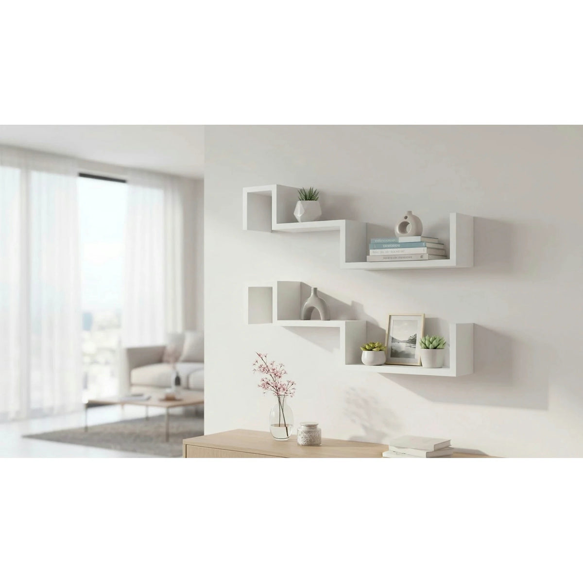 Set 2 rafturi FRI NEW, alb, 77x10x28 cm