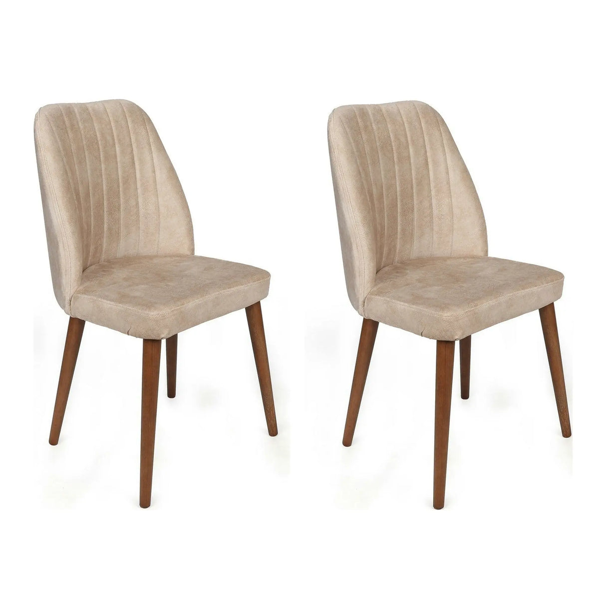 Set 2 scaune ALFA-464 V2, bej/nuc, stofa catifelata/metal, 50x49x90 cm