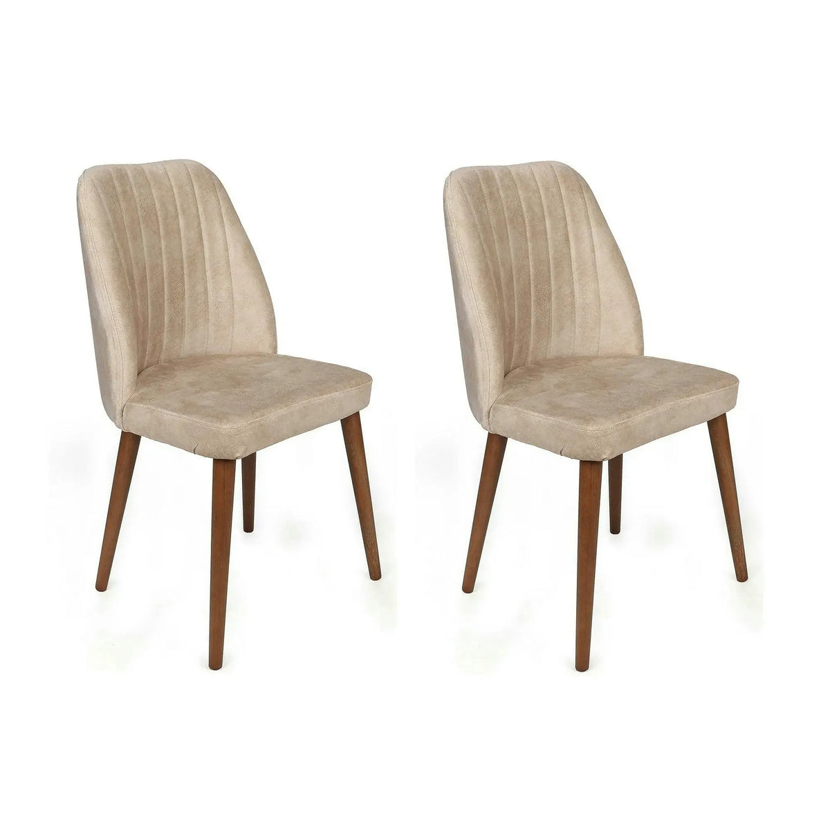 Set 2 scaune ALFA-464 V2, bej/nuc, stofa catifelata/metal, 50x49x90 cm
