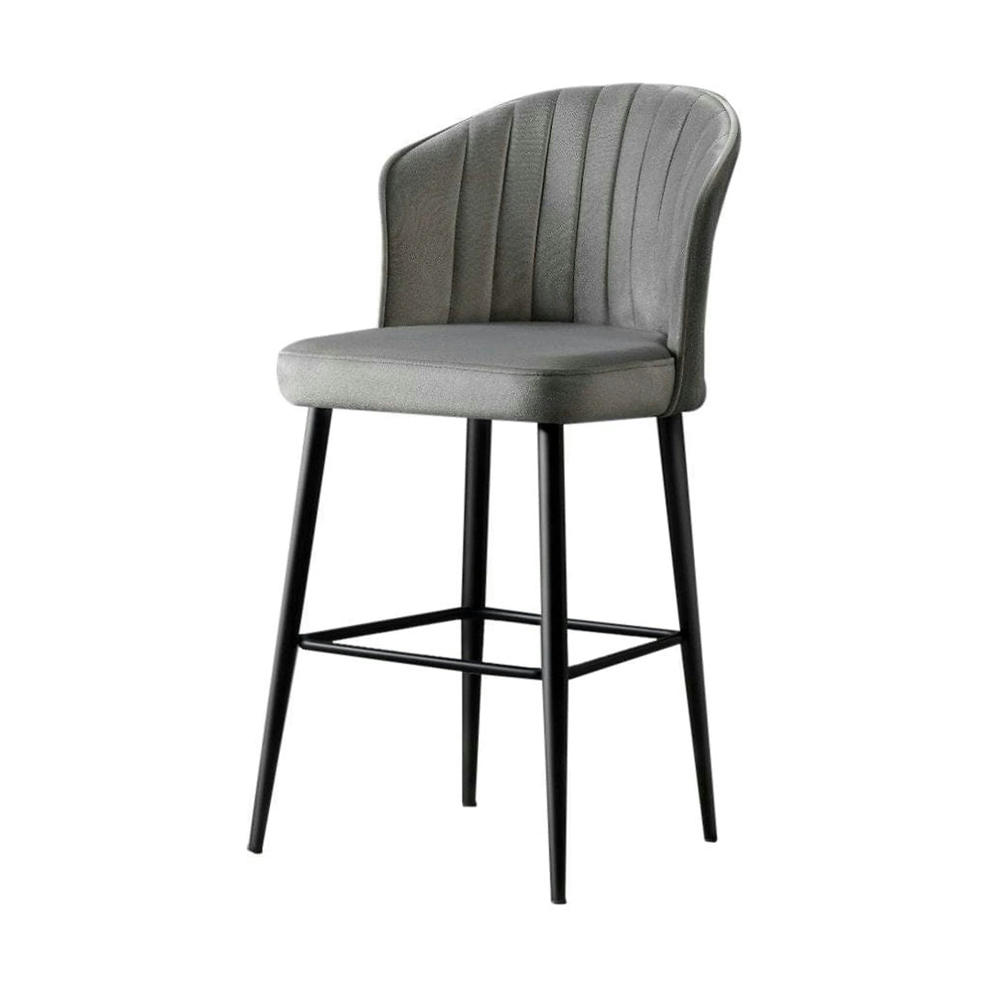 Set 2 scaune bar RUBI, gri/negru, stofa catifelata/metal, 52x42x97 cm